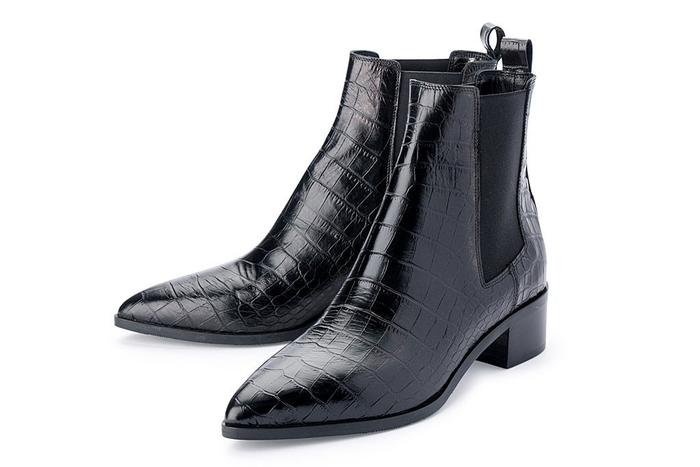 Carina Boots for Women - Black Crocodile Embossed Leather Ankle Boots | Stylish & Comfortable for Casual Outings, Work & Night Out
