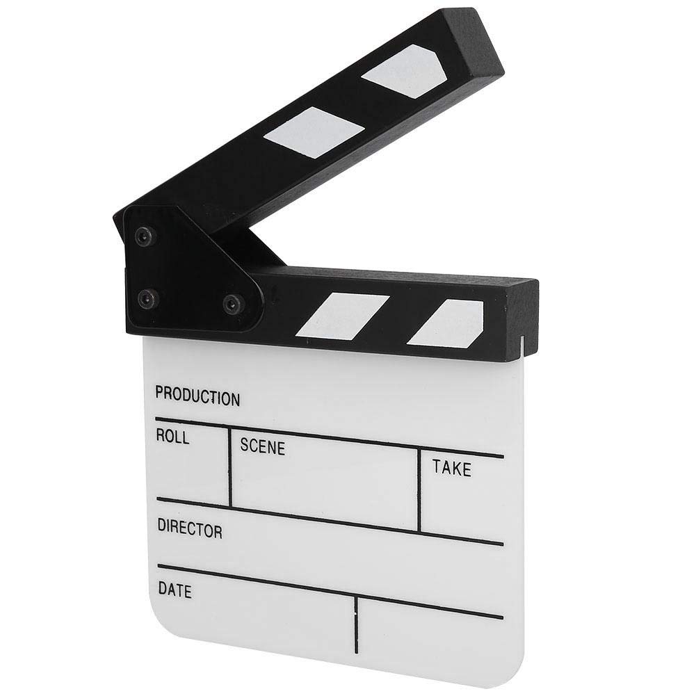 Professional Mini Acrylic Waterproof Clapperboard - Film Director Slate Board for Movie Making, TV Production & YouTube Videos | Includes Marker Pen | Perfect for Film Sets, Advertising Shoots, Cosplay & Home Decoration (Black Frame + White Writing Surface)