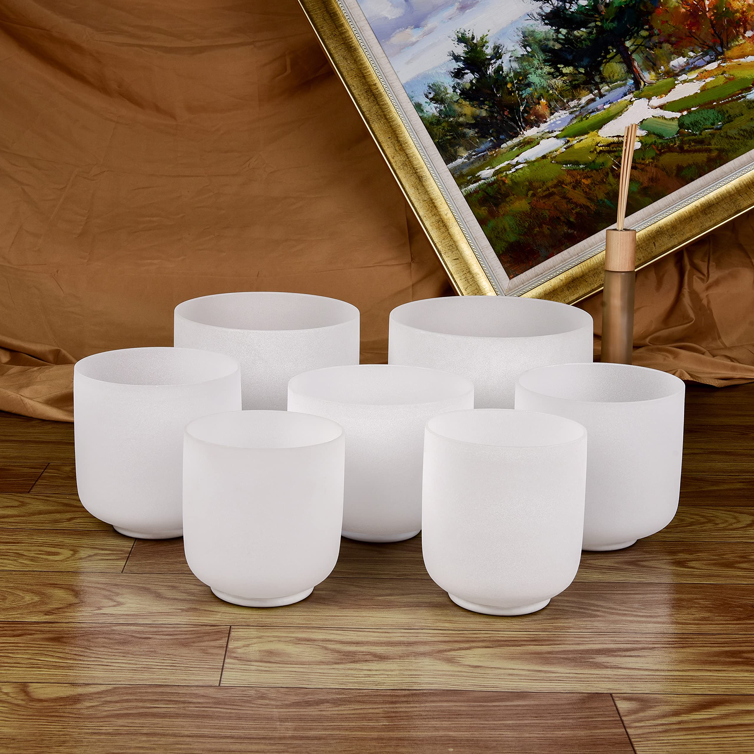TOPFUND 7-Piece 432Hz Chakra Crystal Singing Bowl Set (6-10 Inches) with Heavy Duty Carrying Case & Mallets - Perfect for Sound Healing, Meditation, Yoga and Energy Balancing Therapy