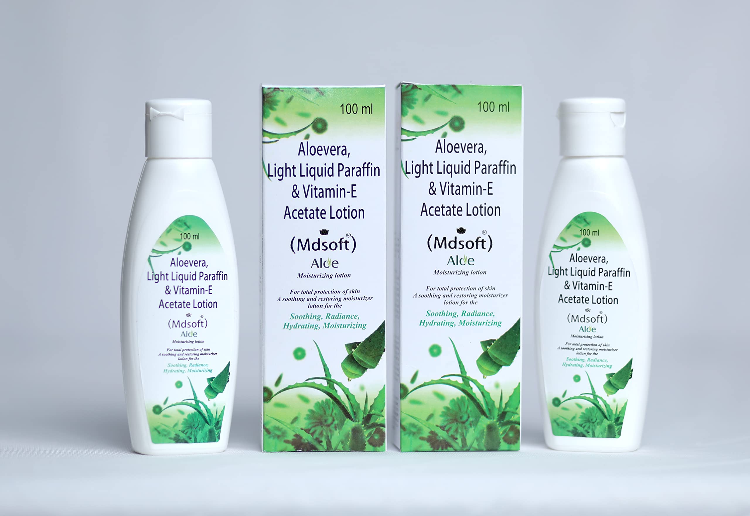 MDSOFT Aloe Vera Lotion Pack of 2 - Soothing & Moisturizing Skin Care for Sunburn, Dry Skin & After Shave - Perfect for Face, Body & Hands