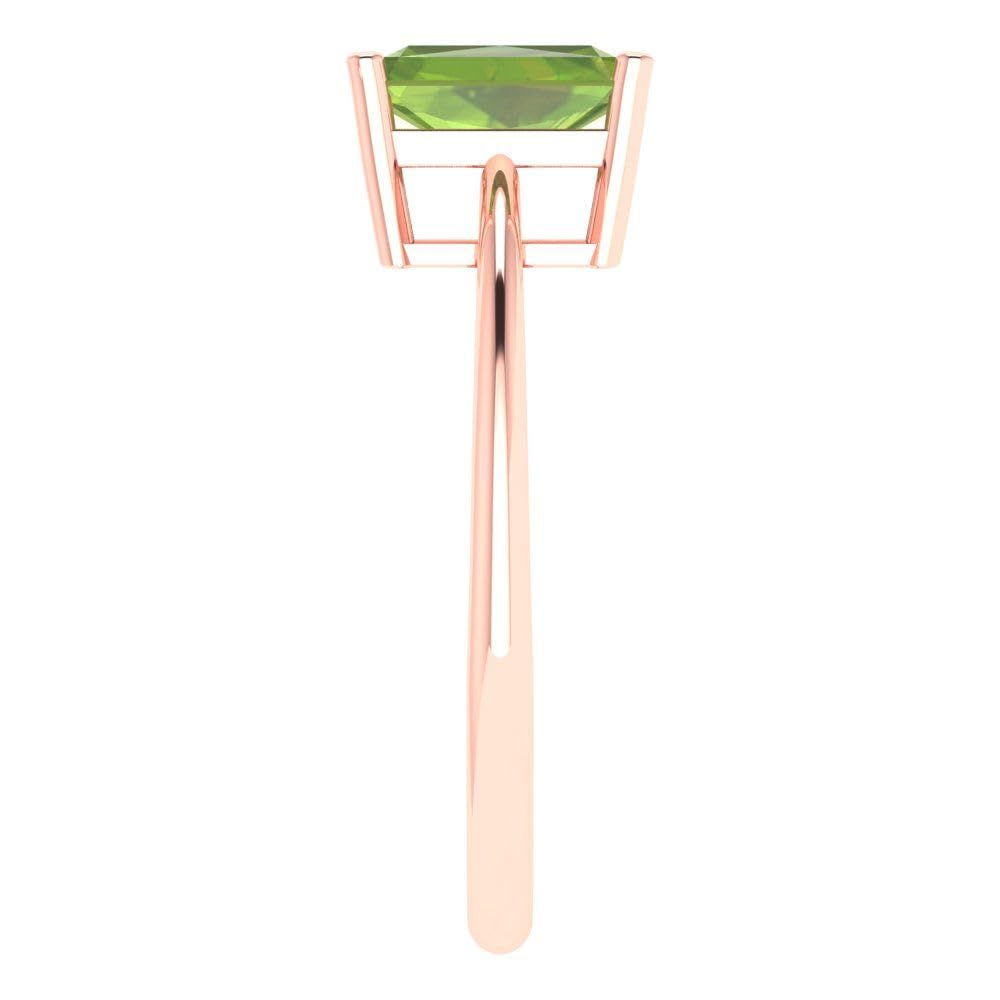 1.0 ct Natural Peridot Solitaire Engagement Ring - Radiant Cut 18K Rose Gold Wedding Band for Women | Anniversary, Promise, Bridal Jewelry Gift for Her
