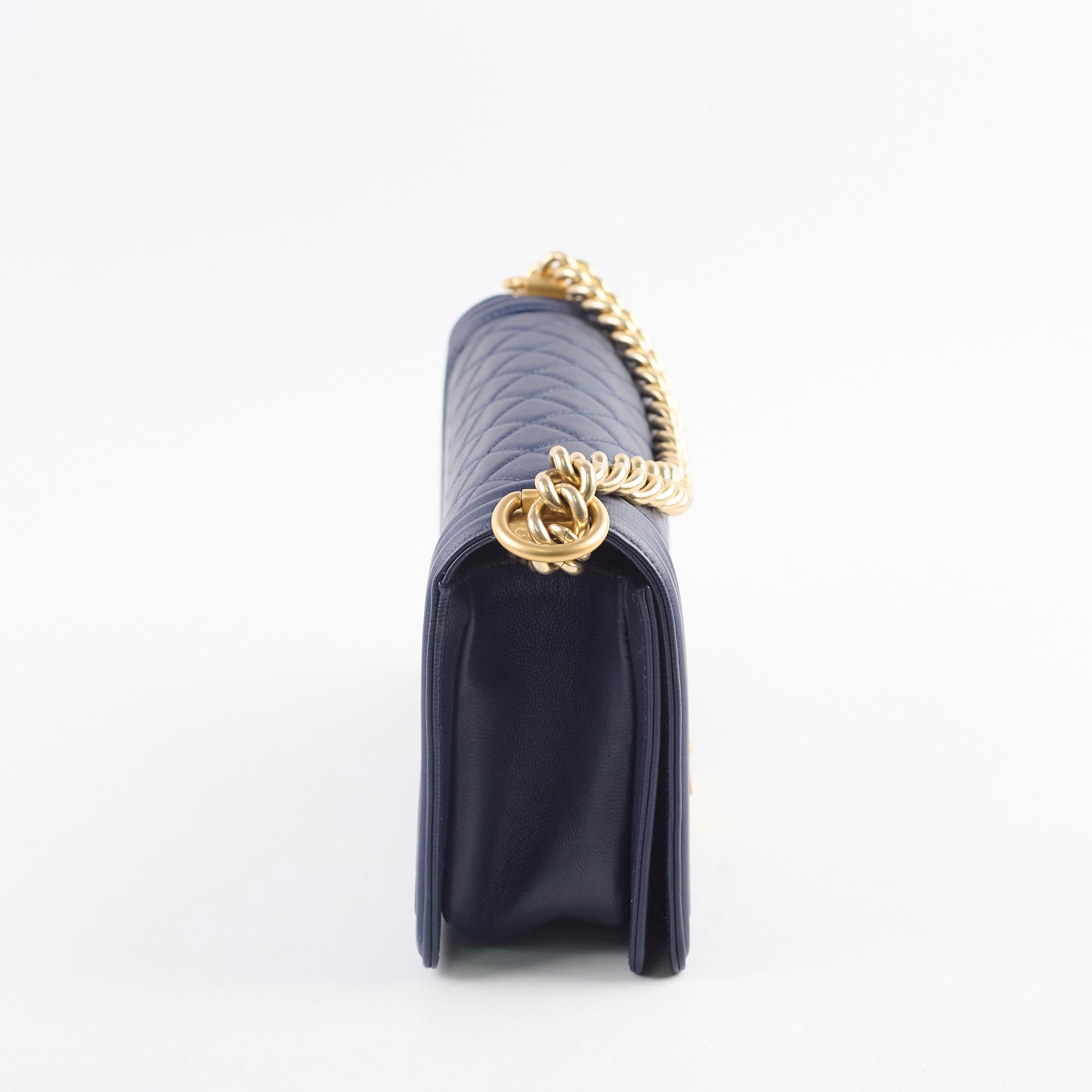 Chanel Boy Old Medium Flap Bag in Navy Caviar Leather - Perfect for Evening Events & Luxury Fashion Accessories