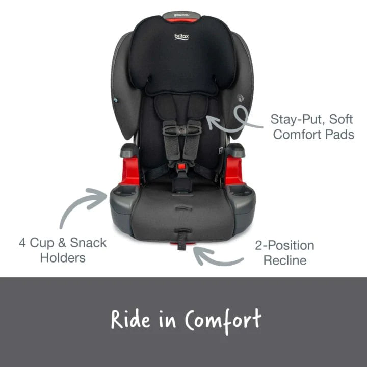 Britax Grow with You Booster Car Seat - Safe & Comfortable for Kids 4-12 Years - Perfect for School, Travel & Road Trips