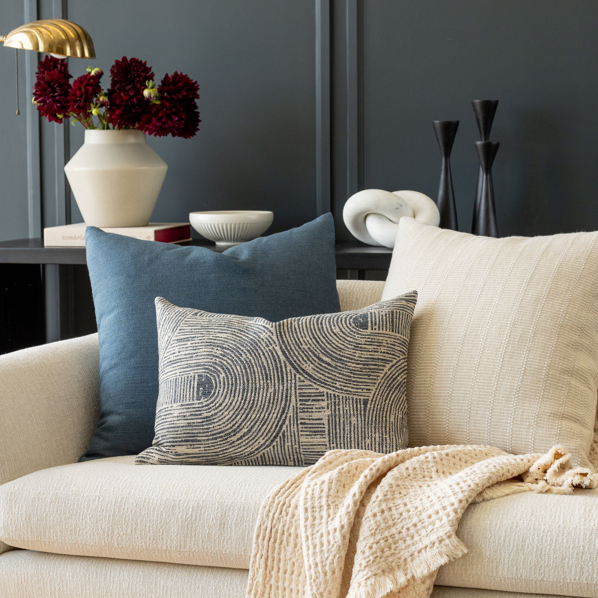 Bayside 14x20 Lumbar Pillow for Sofa & Bed - Indigo Blue Decorative Throw Pillow - Perfect for Living Room, Bedroom, Office & Home Decor