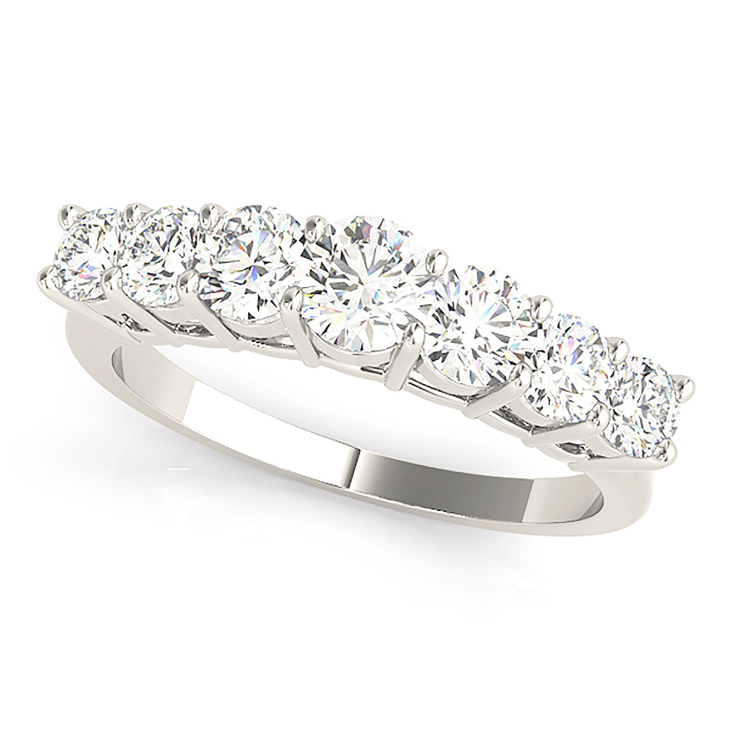 0.70 Carat Round Diamond Wedding Band - 7 Stone Anniversary Ring for Women - Elegant Bridal Jewelry Gift for Wife, Engagement, Proposal & Special Occasions