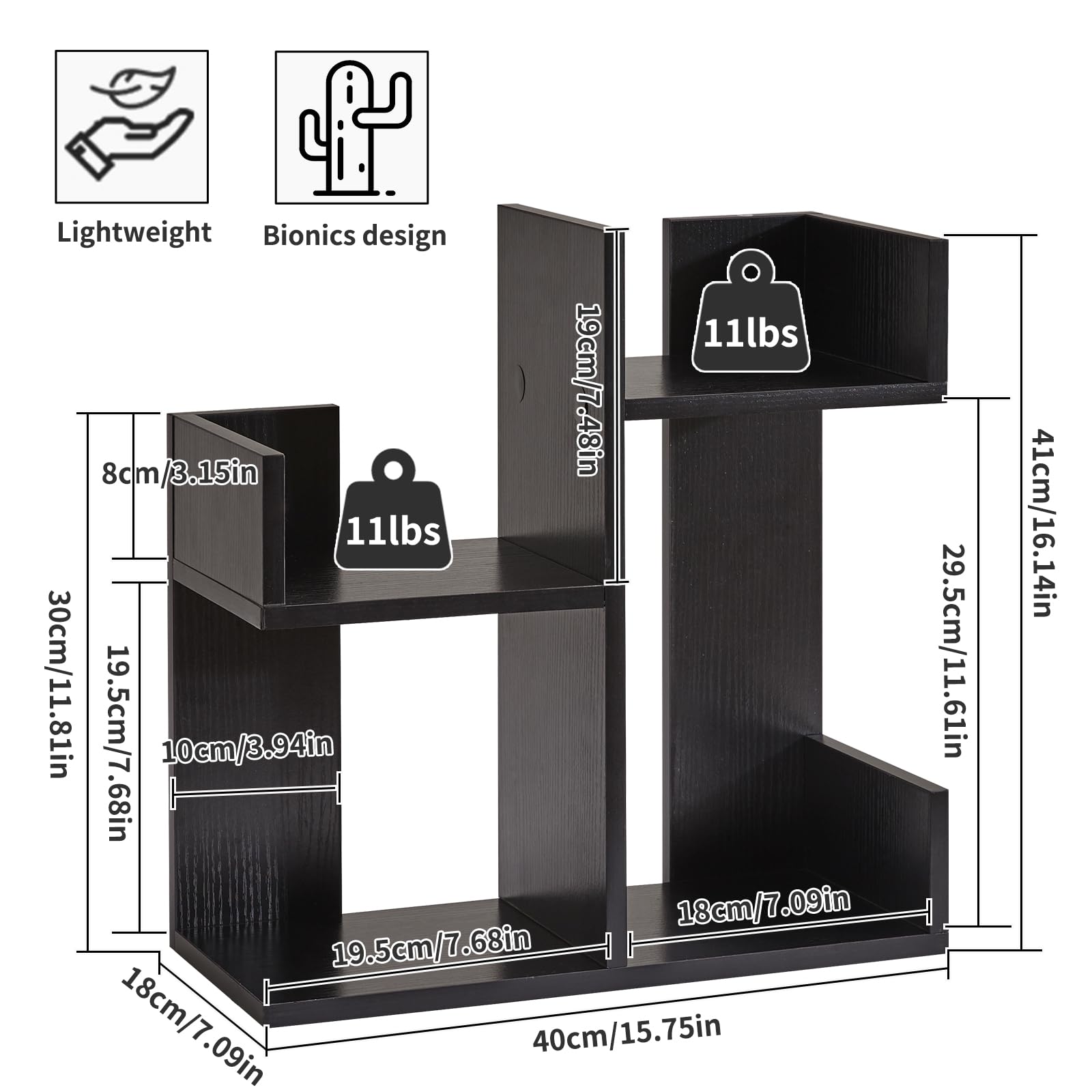 Black Tree Bookshelf Organizer - Unique Desk Book Holder & Nursery Bookcase for Kids | Perfect for Home Office, Study Desk & Children's Room Decor (YD-DSR002B)