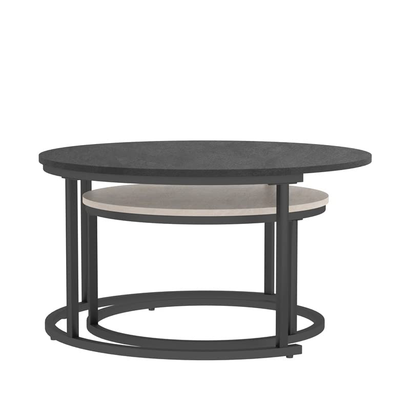 Modern Round Coffee Table - Minimalist 2-Tier Nesting Table for Living Room & Office - Side Table, End Table - Perfect for Small Spaces, Home Decor, Coffee Break & Reading Nook