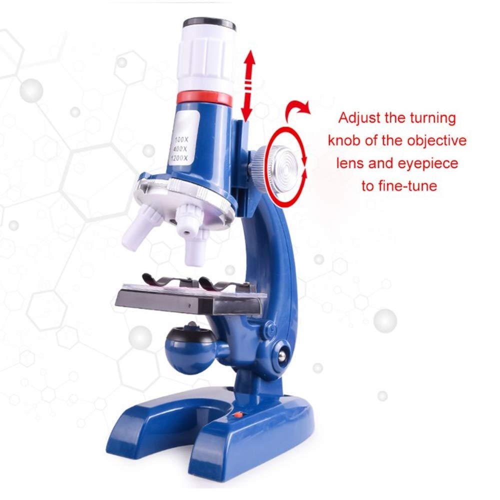 Kids Beginner Microscope Kit with Metal Body, Plastic Slides, LED Light & Carrying Case - STEM Educational Toy for Science Experiments, Classroom & Home Learning
