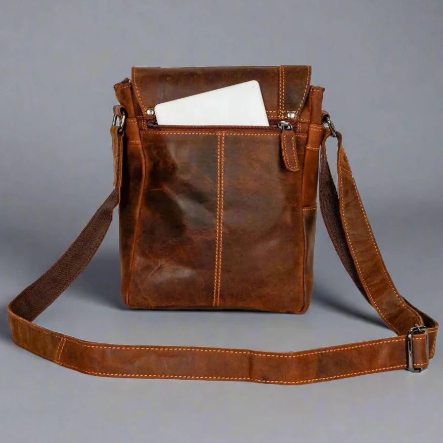 Premium Genuine Leather Henry Mini Messenger Bag for Men & Women - Stylish & Durable Crossbody Bag for Work, Travel & Daily Use