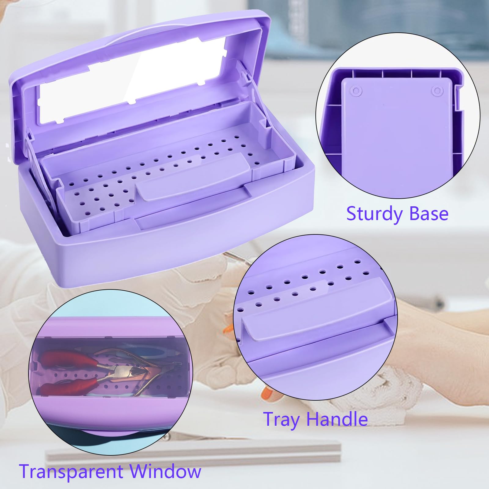 Professional Nail Tool Sterilizer Tray - Purple Plastic Sterilization Box for Lash Tweezers & Esthetician Supplies | Essential for Nail Technicians & Salon Hygiene | Perfect for Manicure, Pedicure & Eyelash Extension Services