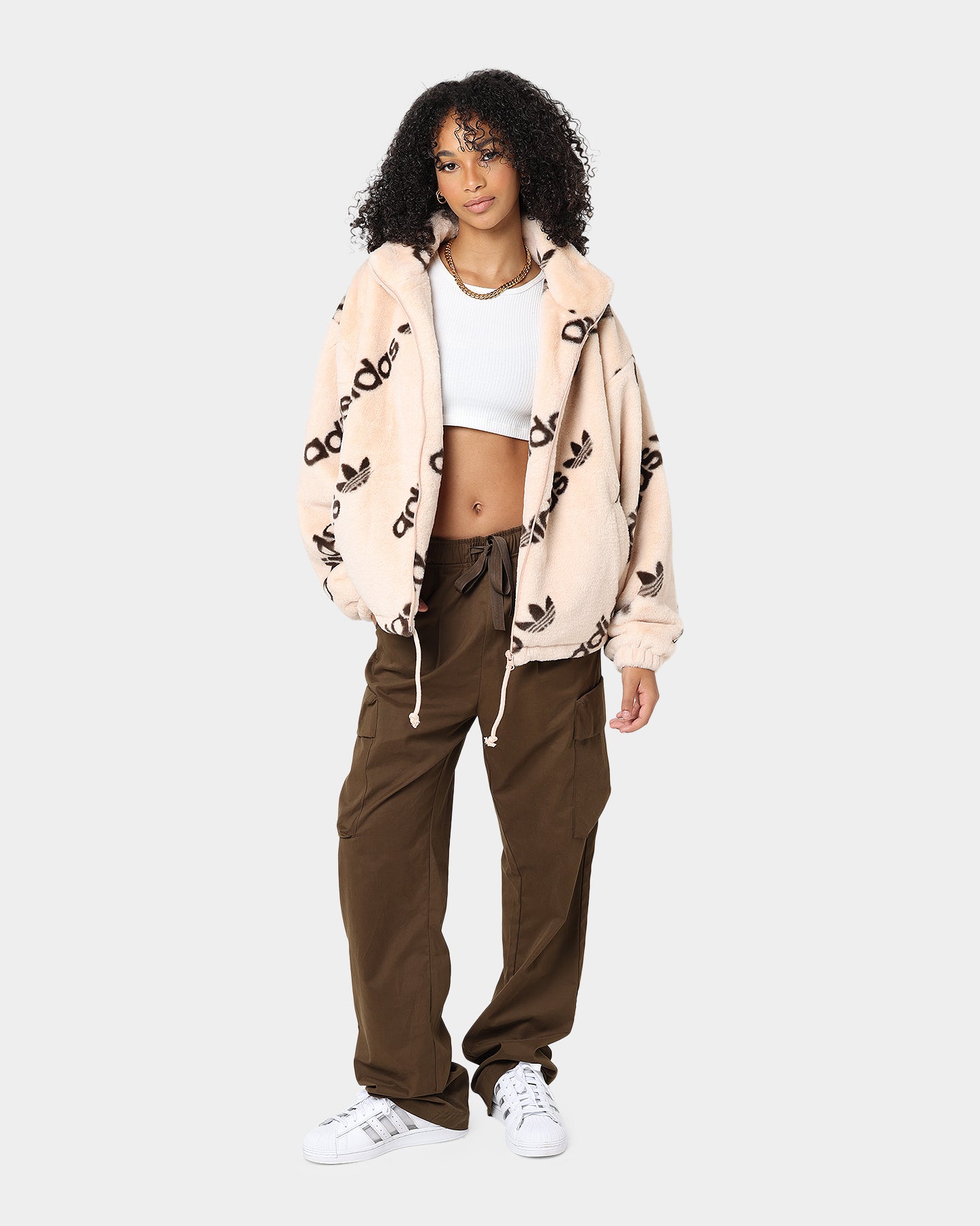 Adidas Women's Fur Jacket Halo Blush - Cozy Winter Outerwear for Fashion & Streetwear | Perfect for Cold Weather & Casual Outings