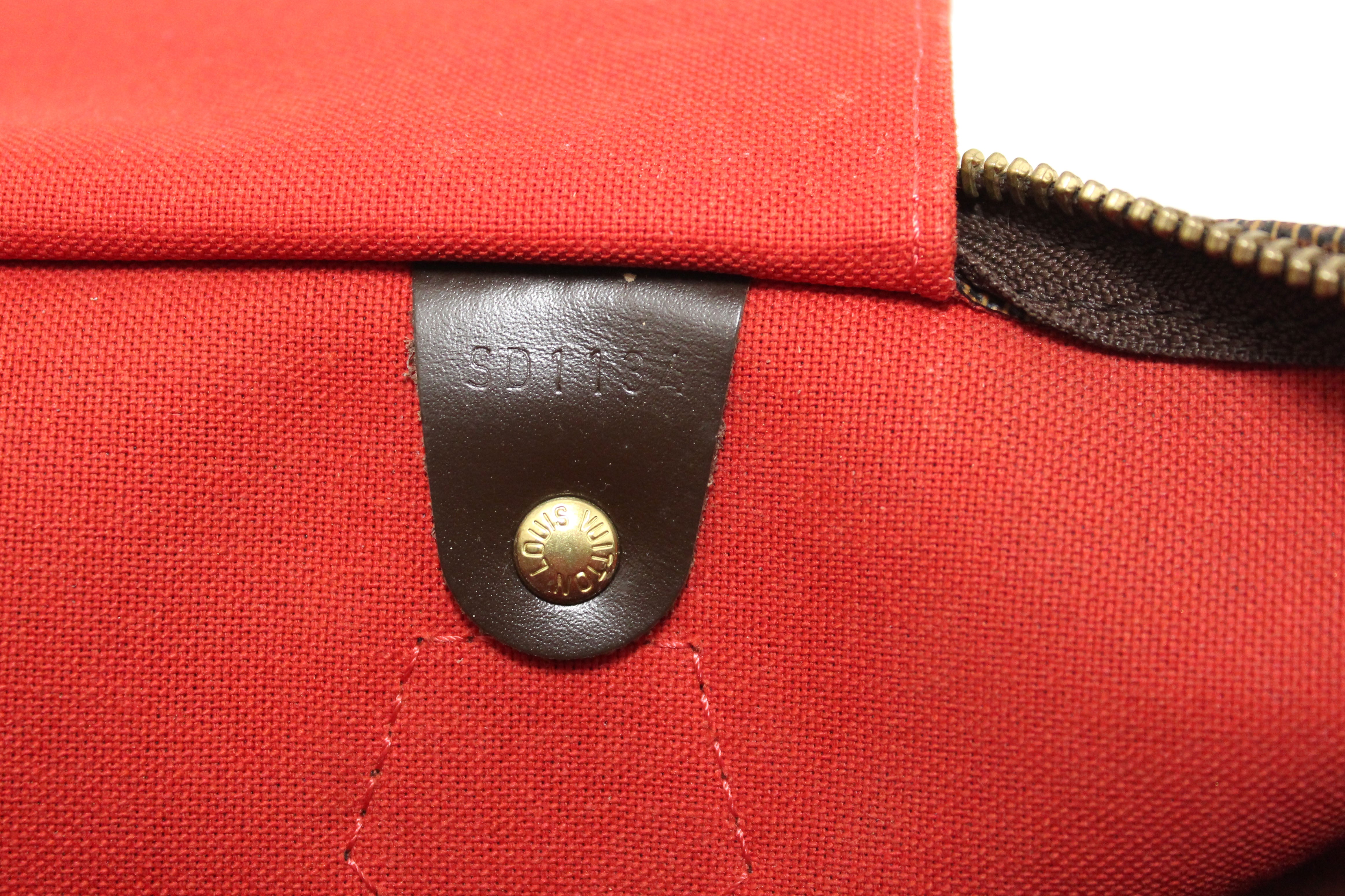 Authentic Louis Vuitton Damier Ebene Canvas Speedy 35 Handbag for Women - Luxury Designer Tote Purse with Shoulder Strap - Perfect for Travel, Work & Everyday Use