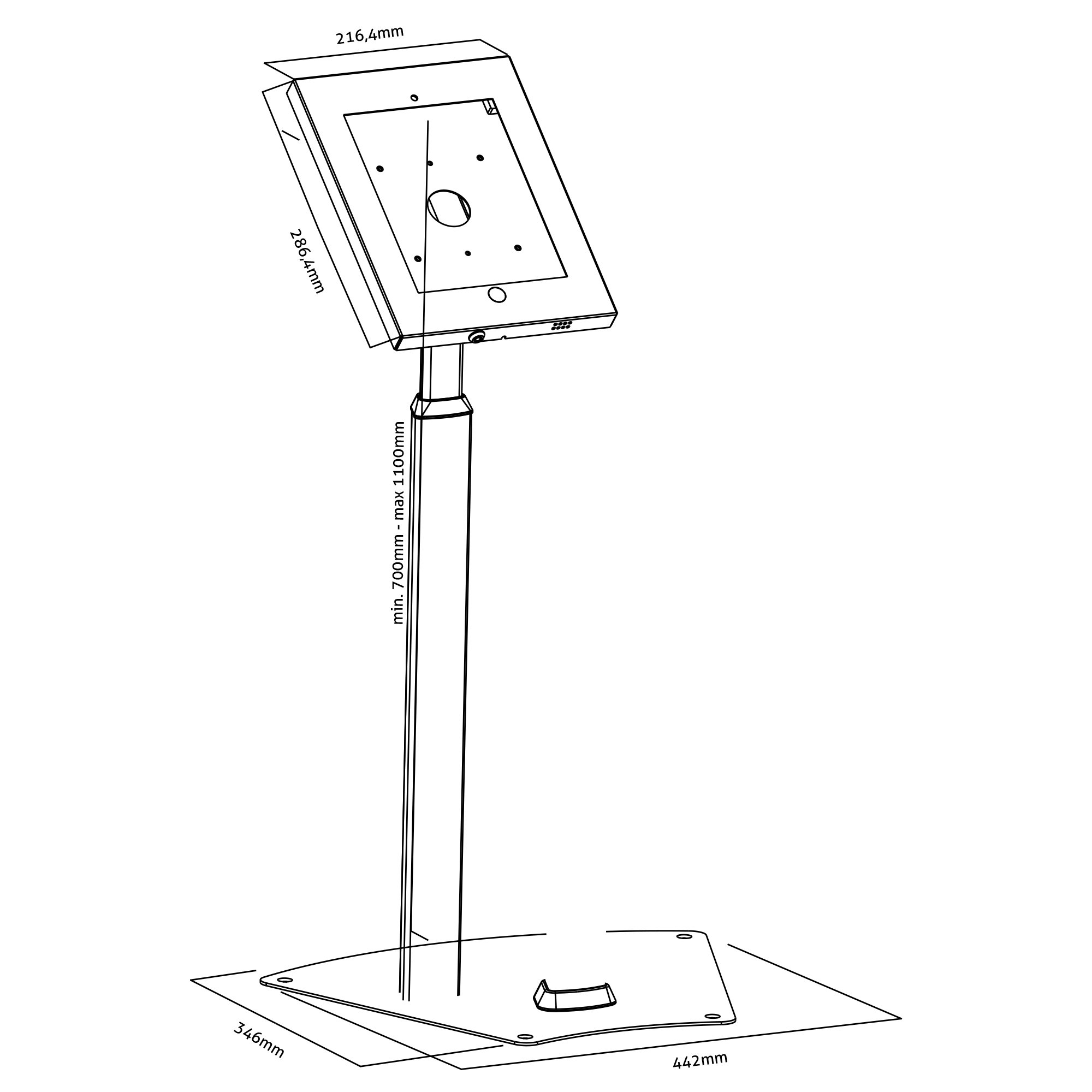 PDS 5620 Adjustable Tablet Stand Holder for Apple iPad 2/3/4 & iPad Air - Black & Silver - Perfect for Desk, Kitchen, Bedroom & Office Use