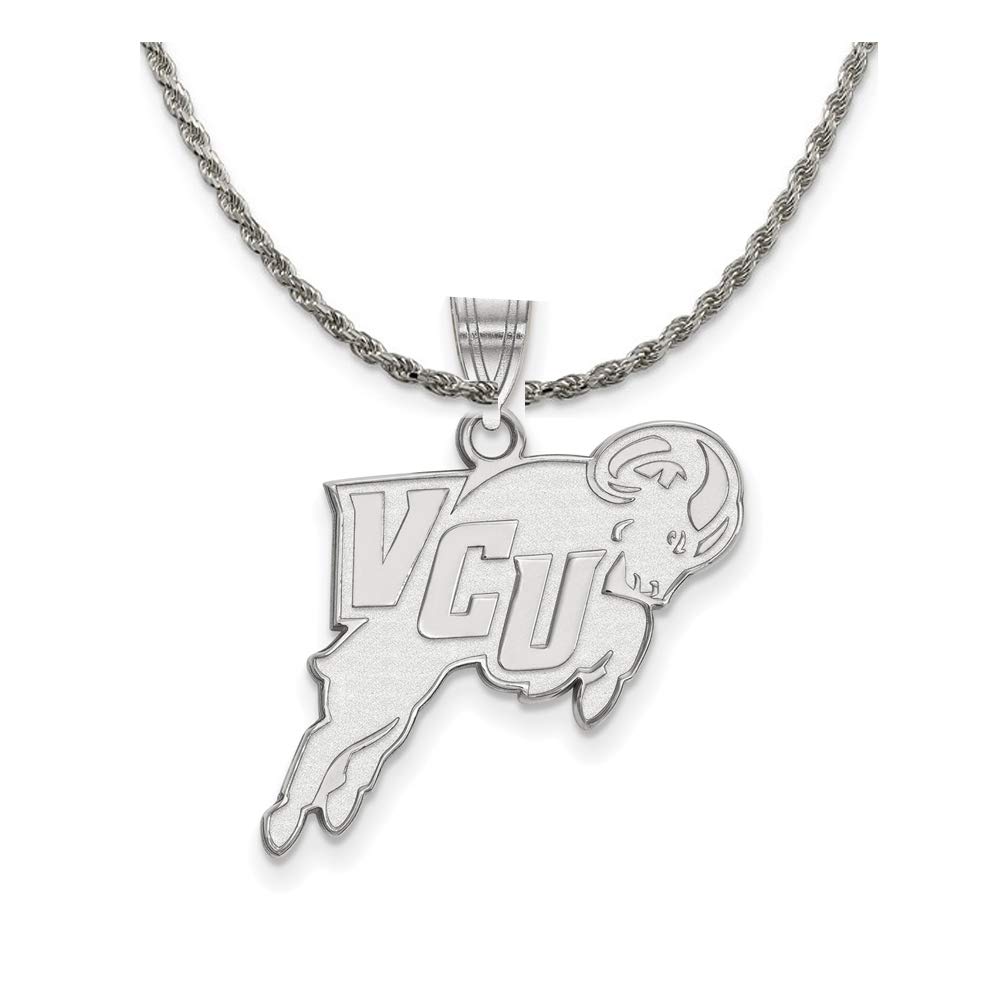 Virginia Commonwealth University VCU Black Bow Silver Pendant Necklace - Perfect for Graduation Gifts, Alumni Pride & School Spirit Accessories