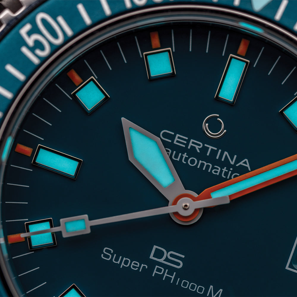 DS Super PH1000M STC 43.5mm Turquoise Dive Watch with Rubber Strap - Perfect for Scuba Diving, Water Sports & Everyday Wear