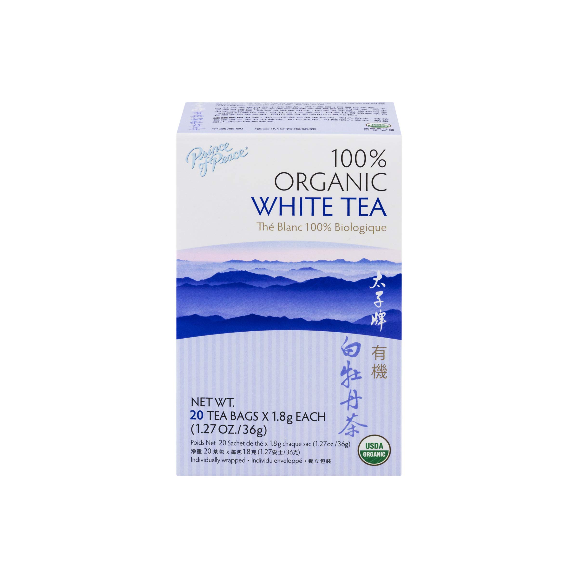 Prince of Peace Organic White Peony Tea - 20 Tea Bags | Premium Loose Leaf Herbal Tea for Relaxation & Wellness | Perfect for Afternoon Tea, Meditation & Stress Relief