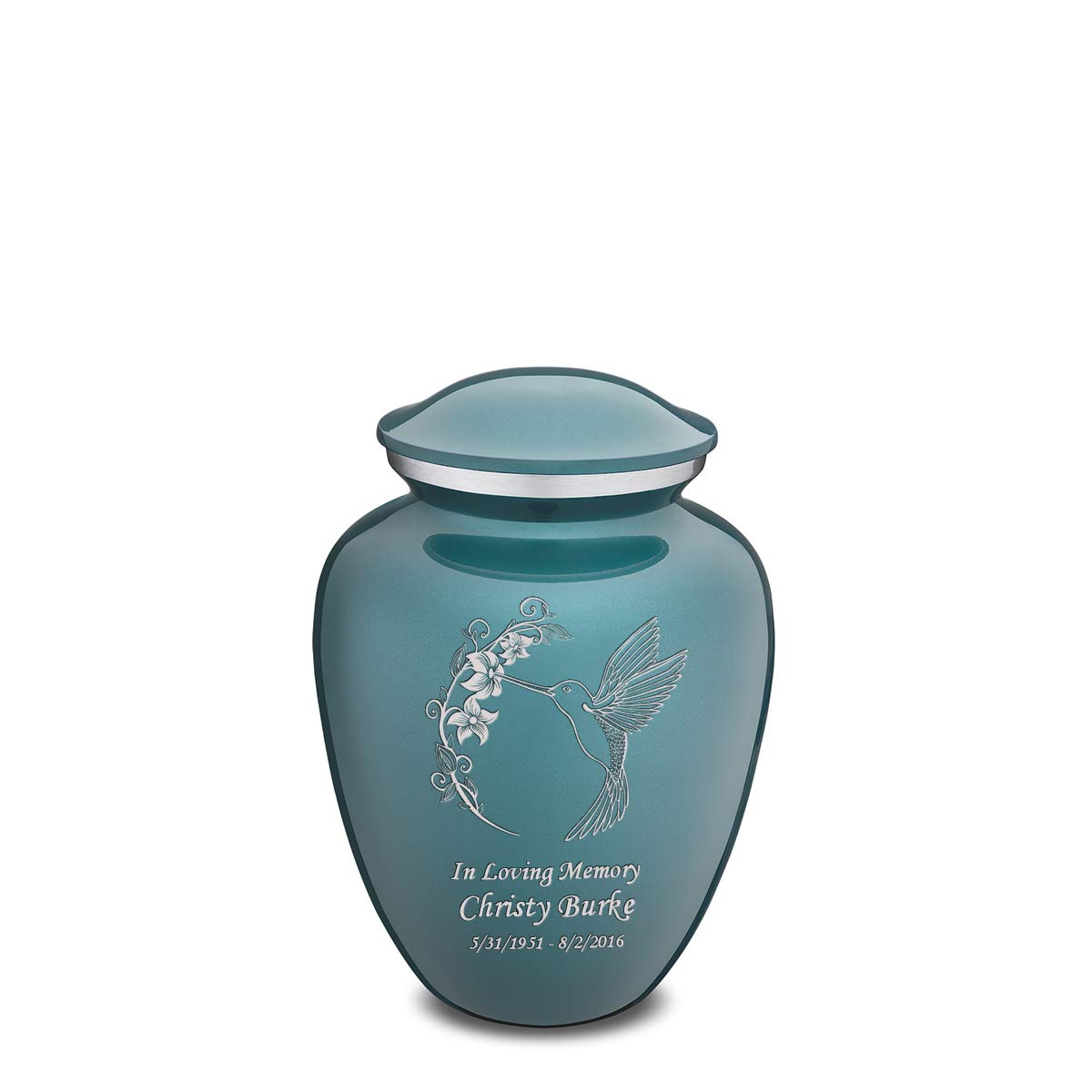 Personalized Hummingbird Cremation Urn for Ashes - Teal Funeral Urn for Women & Men - Holds 44 lbs - Perfect for Memorial Services, Home Display & Pet Ashes Keepsake