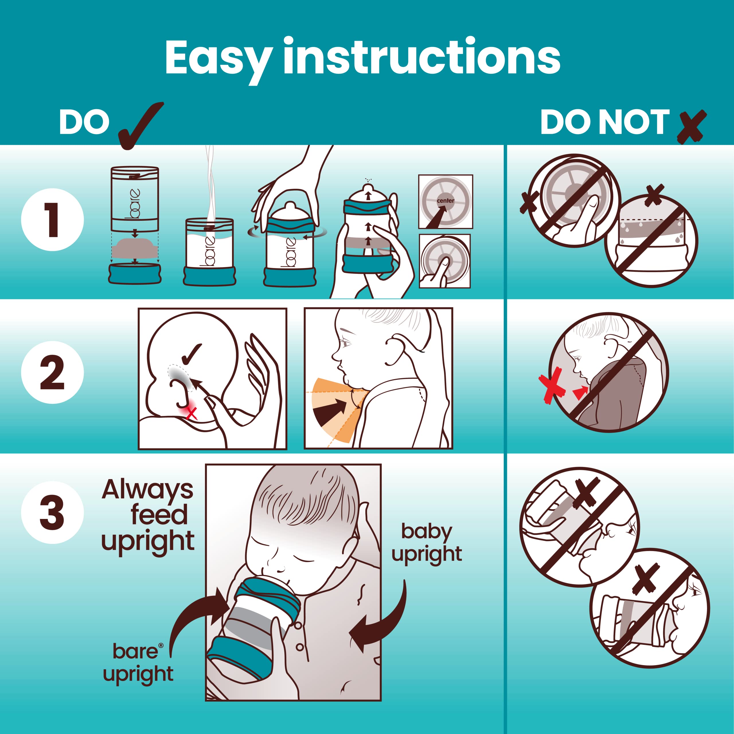 Bittylab 8oz Twin Bare Air-Free Baby Bottle Feeding System with Perfe-Latch for Breastfed Babies & Easy-Latch for Bottle-Fed Infants - Reduces Reflux, Colic, Gas, Fussiness & Sleep Issues - Easy to Use - Perfect for Daycare, Travel & Nighttime Feeding