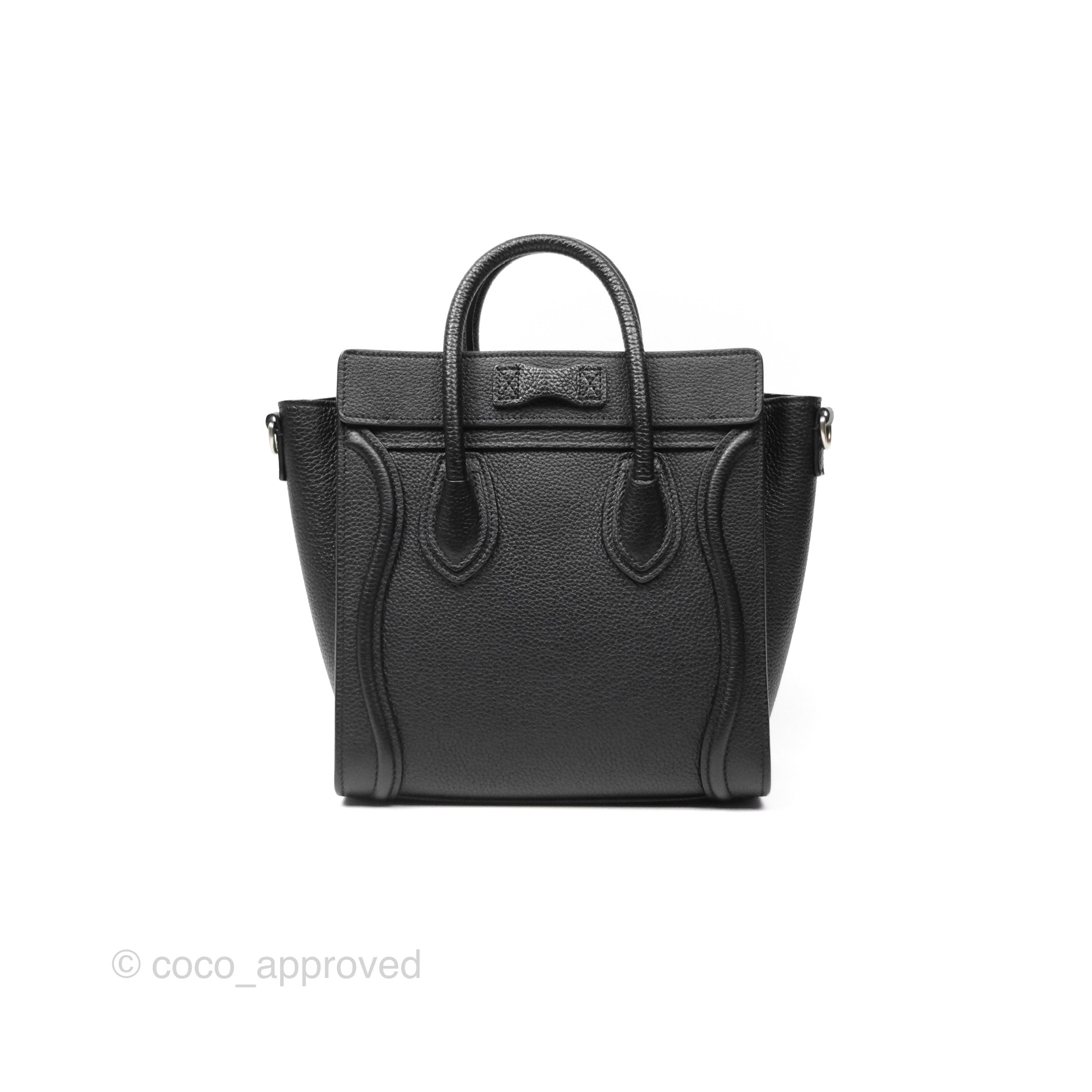 Celine Nano Luggage Bag Black Drummed Calfskin Leather Crossbody Purse for Women | Luxury Handbag for Work, Travel & Everyday Use