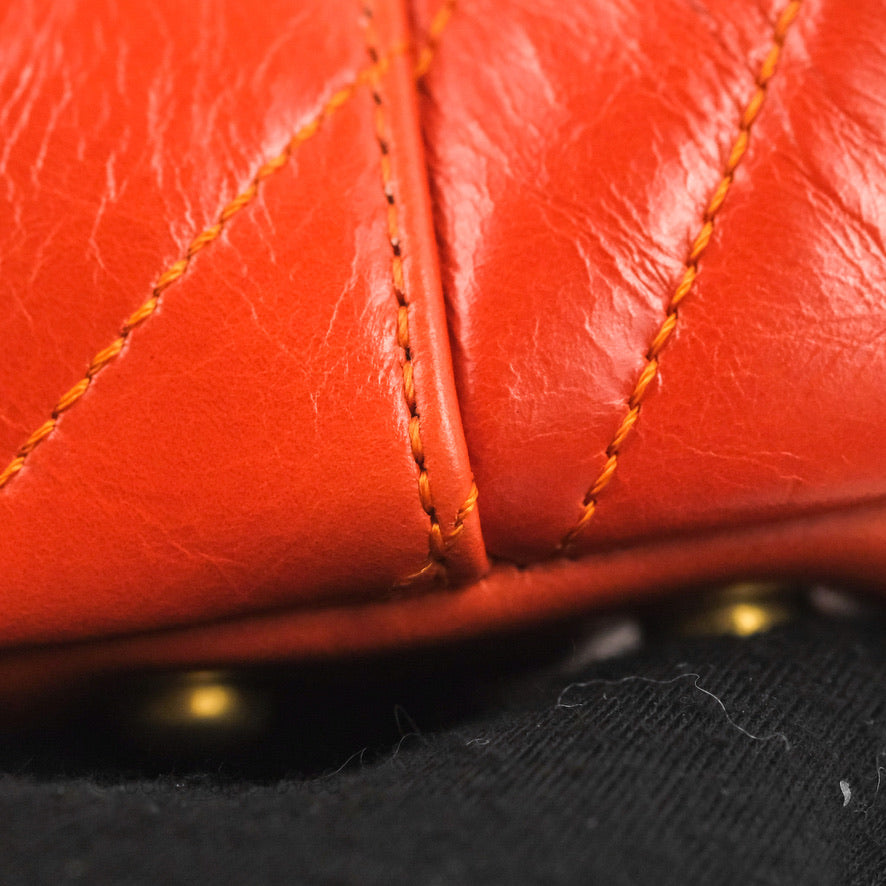Chanel Chevron Small Coco Handle Bag in Dark Orange Shiny Aged Calfskin with Aged Gold Hardware - Perfect for Evening Events & Luxury Fashion Accessories
