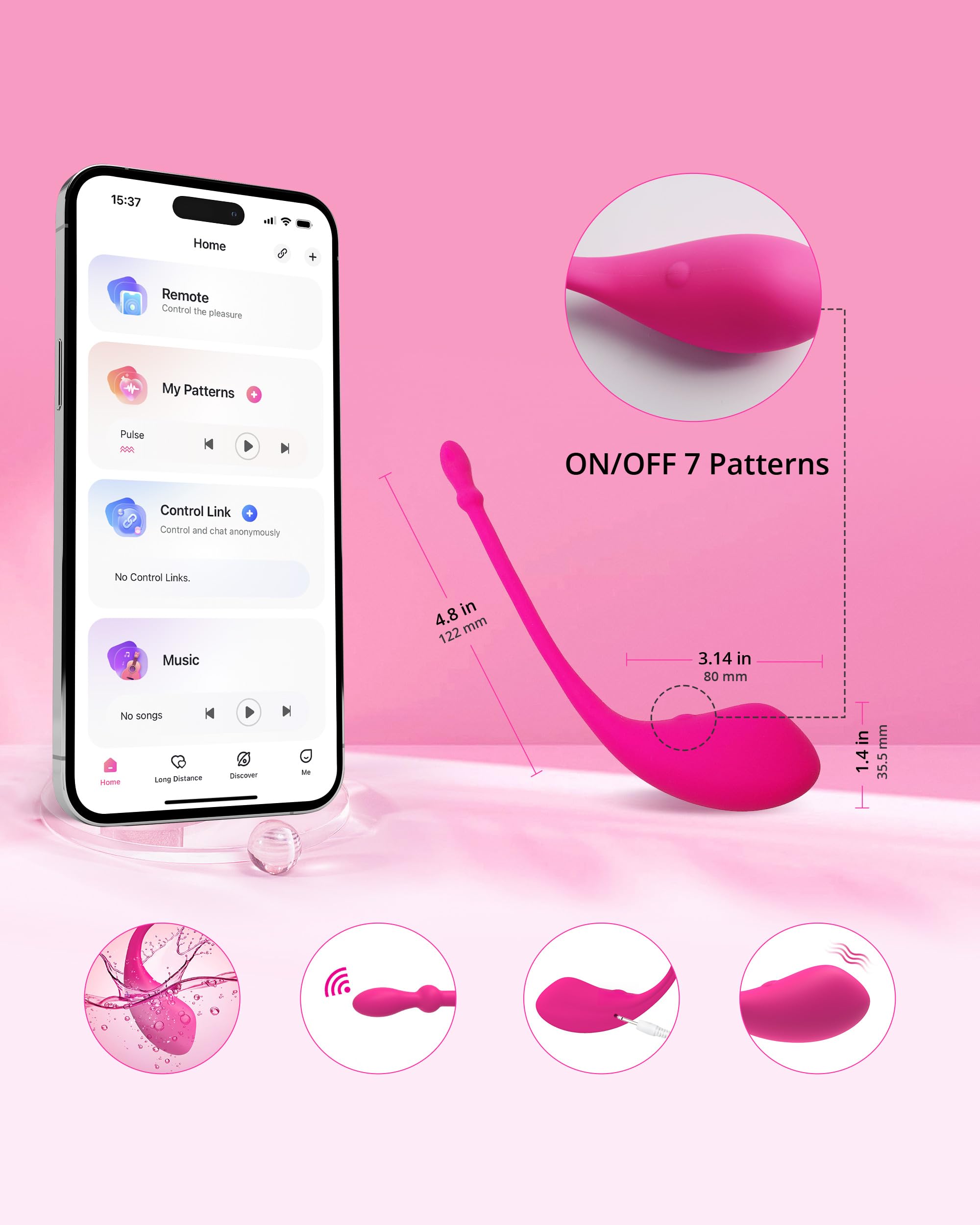LOVENSE Lush G-Spot Vibrator with Remote Control - Bluetooth App Controlled Egg Vibrator for Women - Wireless Rechargeable Adult Toy for Couples Long Distance Play - Perfect for Romantic Nights & Solo Pleasure