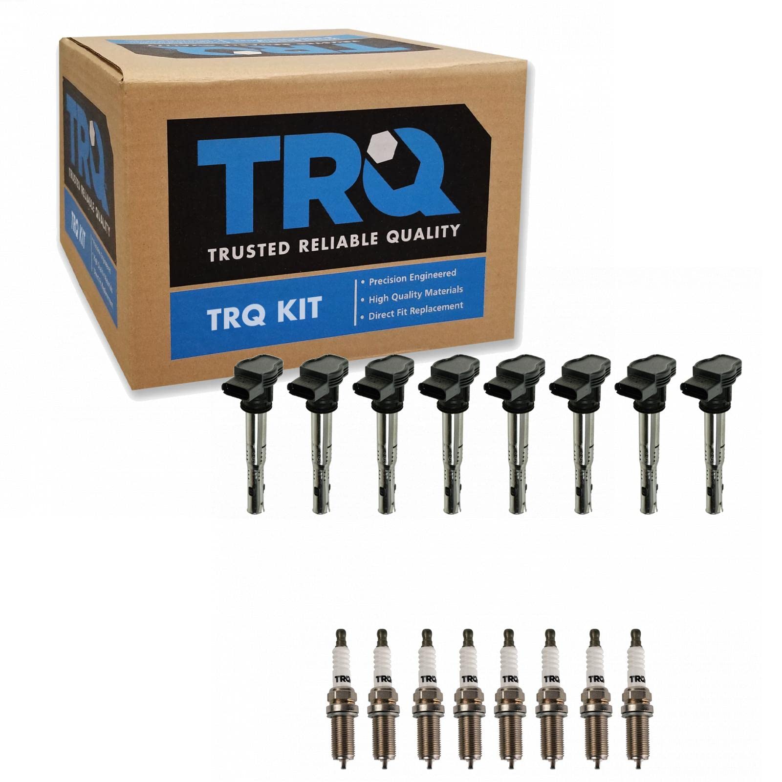 TRQ Ignition Coil & Iridium Spark Plug Kit Set for Volkswagen Touareg 4.2L V8 (2003-2010) - High Performance Replacement Parts for Smoother Acceleration & Better Fuel Efficiency - Perfect for DIY Auto Repair & Engine Maintenance