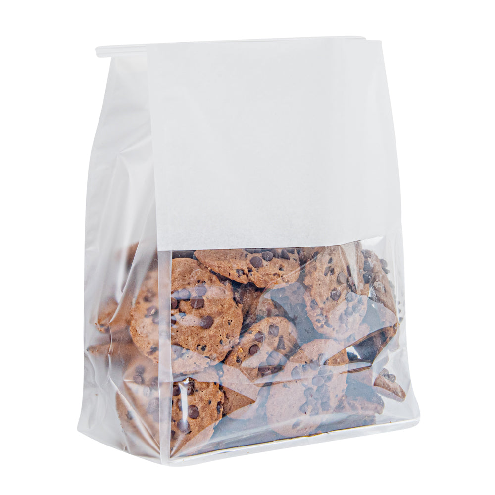 Premium White Cotton Paper Tin Tie Bags with Clear Window - 8.75