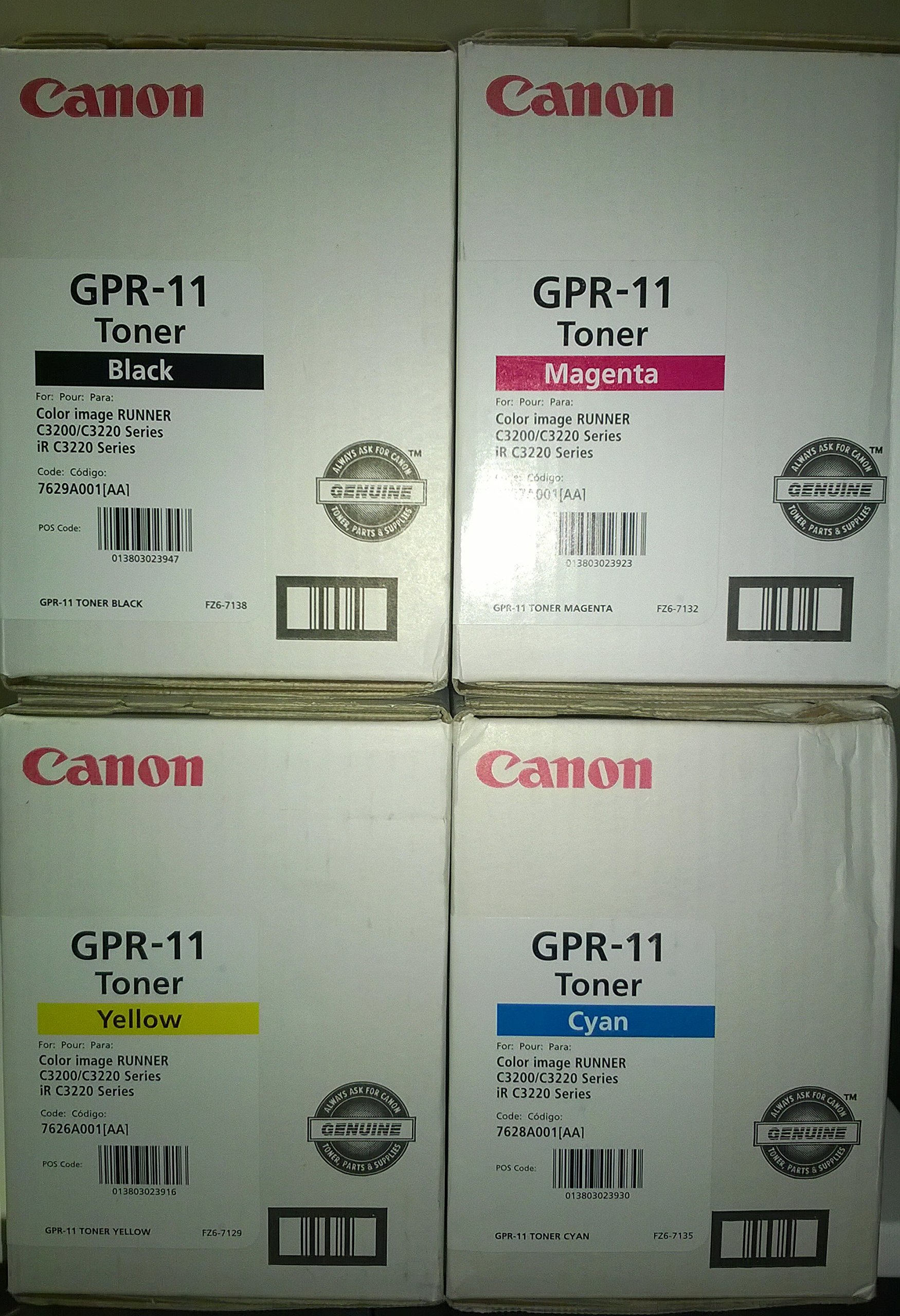 Canon GPR-11 OEM Genuine Toner Cartridge Combo (Black, Cyan, Magenta, Yellow) for Canon ImageRunner C3200 Printer - 7626A001AA, 7627A001AA, 7628A001AA, 7629A001AA - Perfect for Office Printing & High-Volume Documents