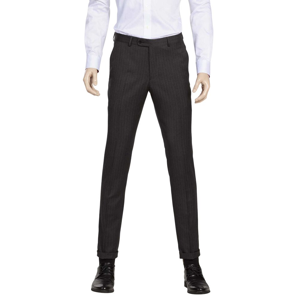 HBDesign Men's 2-Piece Slim Fit Double Breasted Suit Set - 4 Button Black Striped Business Suit for Office, Wedding & Formal Events