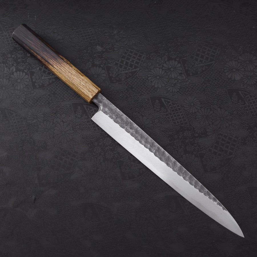 Premium Yanagiba Sushi Knife 240mm - Japanese Blue Steel #2 with Kurouchi & Tsuchime Finish, Urushi Handle - Perfect for Sushi Chefs & Japanese Cuisine Lovers