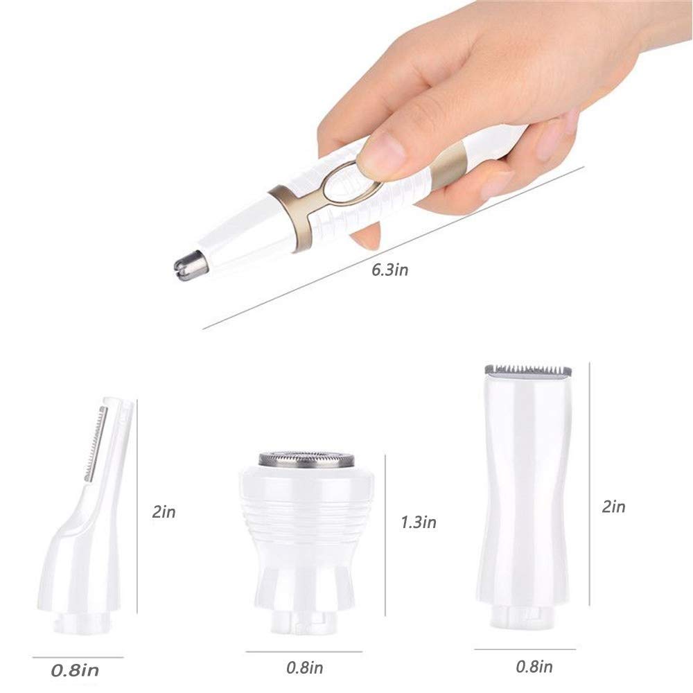 Painless Ear & Nose Hair Trimmer for Men - Rechargeable Eyebrow & Facial Hair Shaver with LED Light | Portable Grooming Kit for Travel & Home Use | Easy Clean White Trimmer for Beards, Nose & Ear Hair