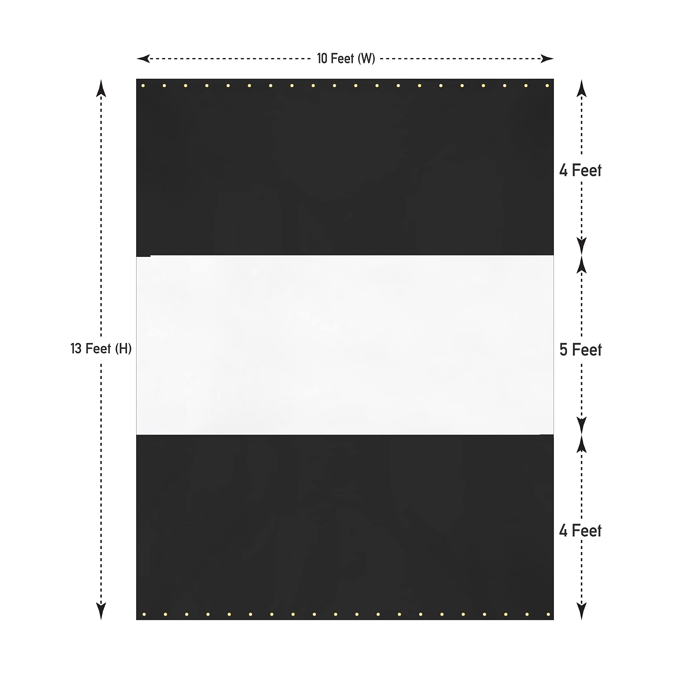 12 oz Vinyl Outdoor Clear Panel Curtains for Patio - Waterproof & Weather Resistant with Brass Grommets - Perfect for Pergola, Porch, Gazebo, Balcony (13'H x 10'W, Black) - Ideal for Sun Protection, Privacy & Outdoor Entertaining