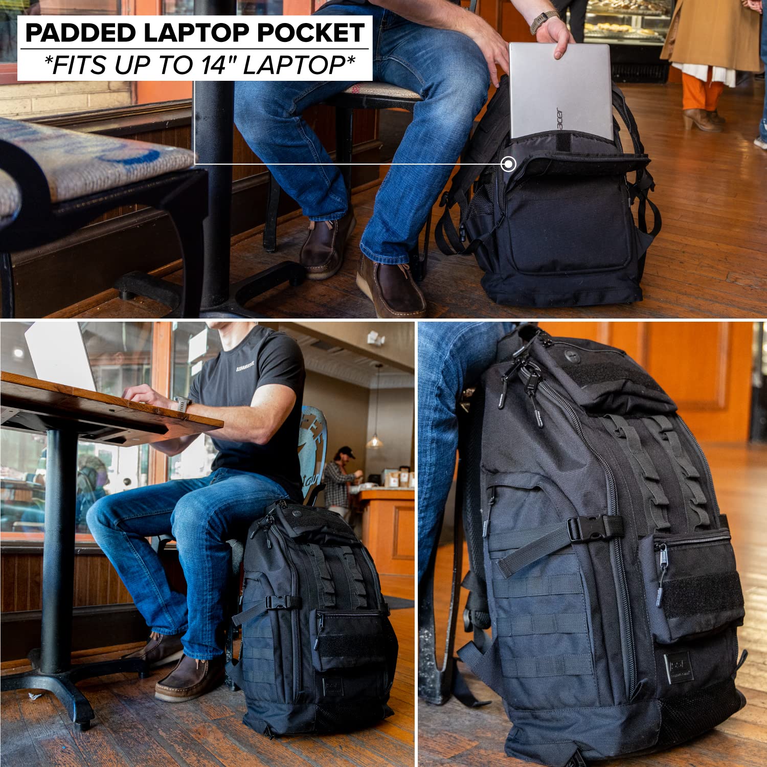 Serious Steel Fitness Tactical Backpack & Gym Bag - 1000D Nylon Durable Military Backpack for Men - Perfect for Workout, Hiking, Travel & Everyday Use