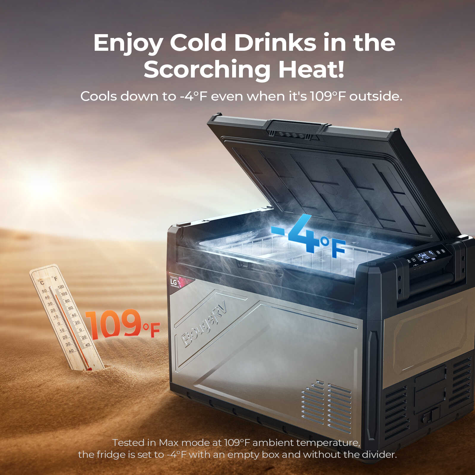 BougeRV Rocky 55QT 12V Dual Zone Portable Car Refrigerator Freezer - Perfect for Camping, Road Trips & Outdoor Adventures
