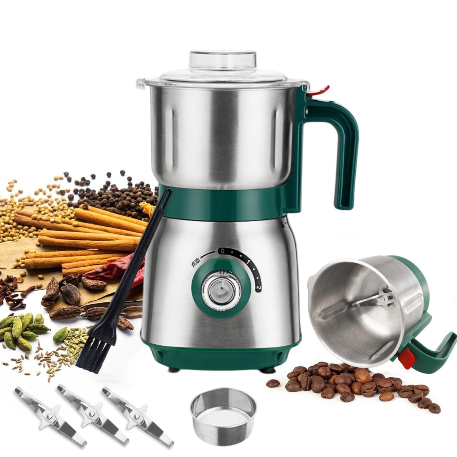 600g Electric Grain Grinder for Coffee, Spices & Herbs - Adjustable Wet/Dry Mill with Removable Bowl & Funnel - Perfect for Home Kitchen, Baking & Coffee Brewing