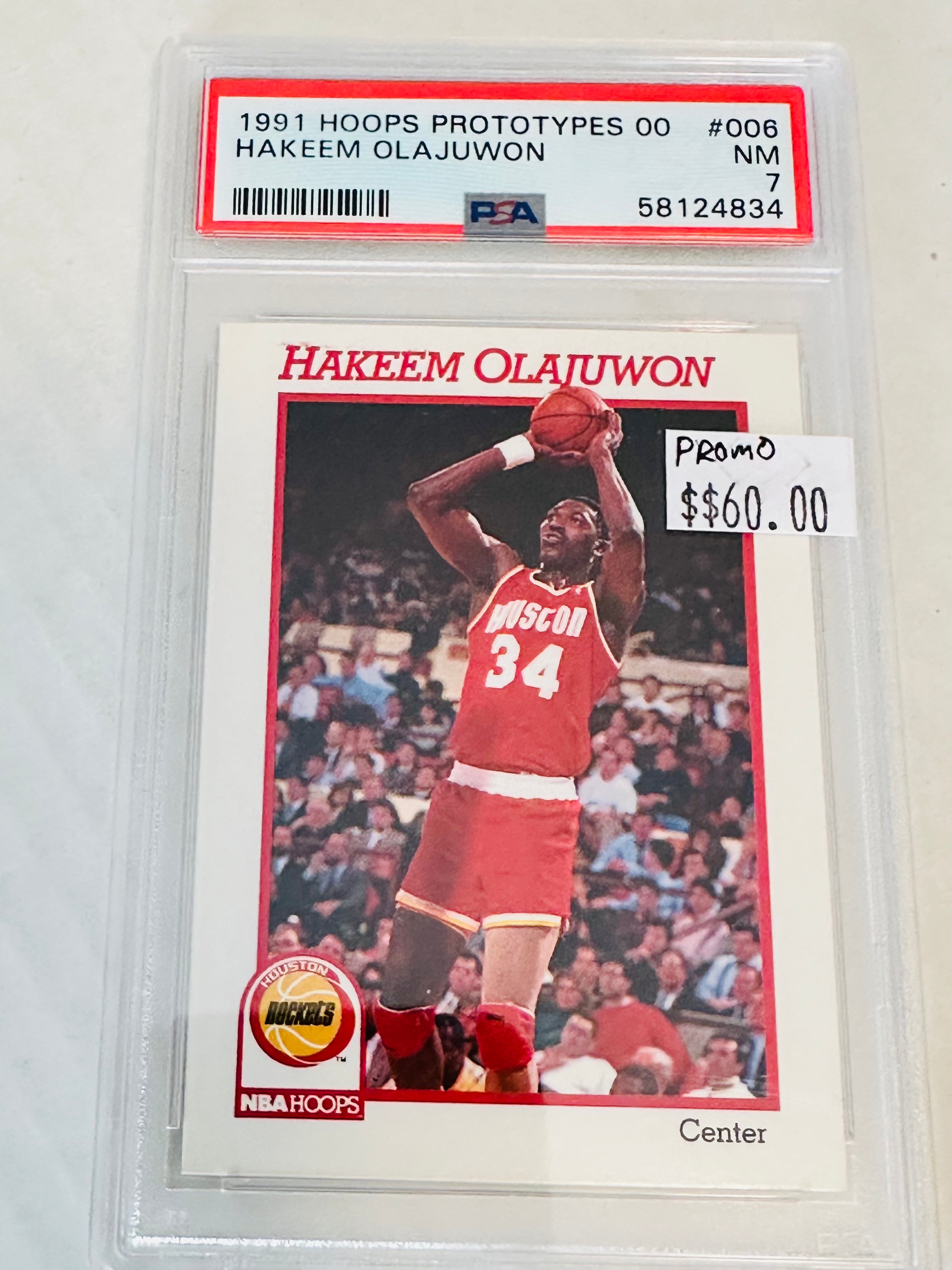 Rare Hakeem Olajuwon Graded PSA 7 Basketball Card - Authentic NBA Hoops Promo Collectible for Sports Memorabilia Fans & Card Collectors - Perfect for Display, Investment, and Gift Giving