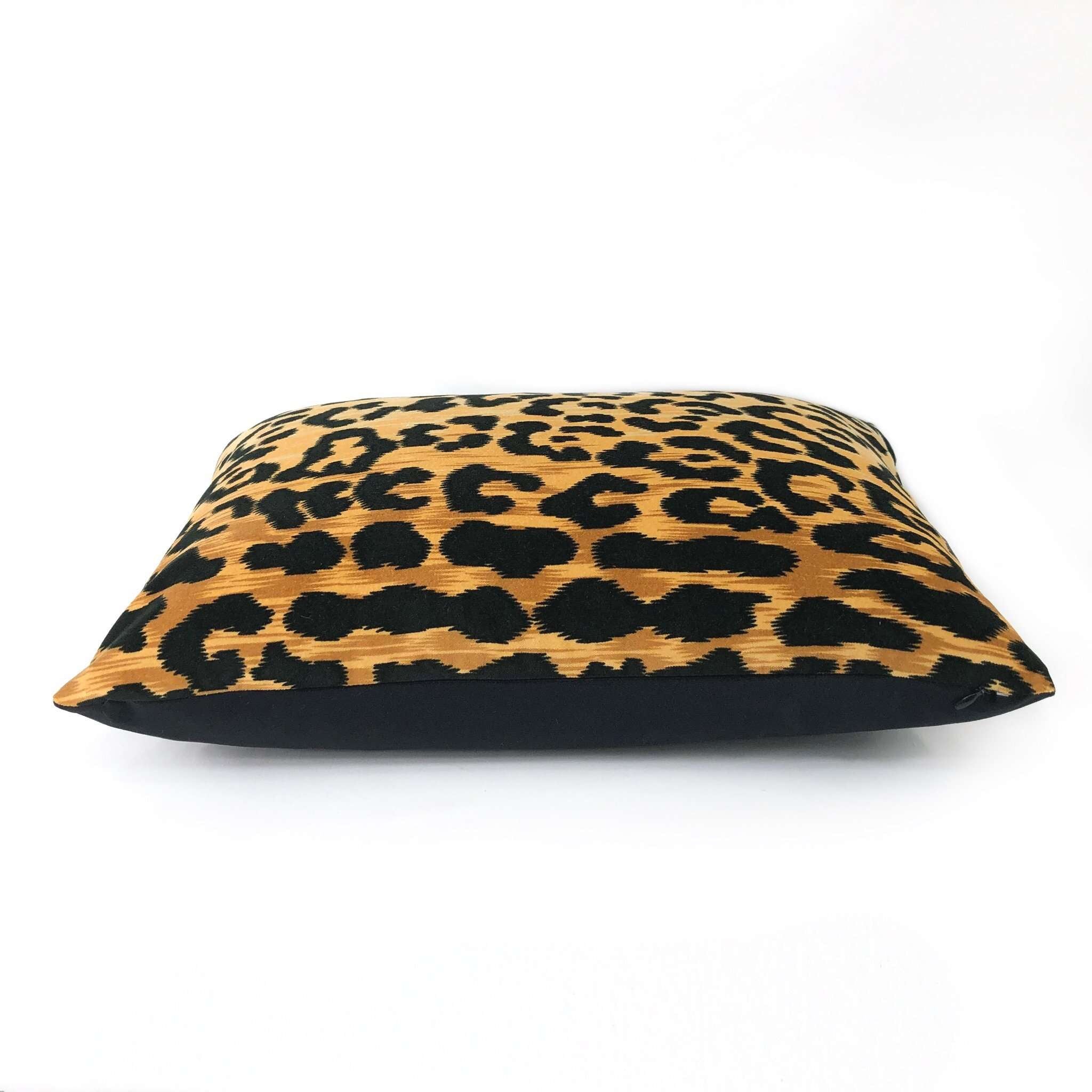 Luxury Tan & Black Leopard Print Faux Animal Skin Velvet Pillow Cover - Soft Cotton Blend Decorative Throw Pillow Case for Living Room, Bedroom, Sofa & Home Decor