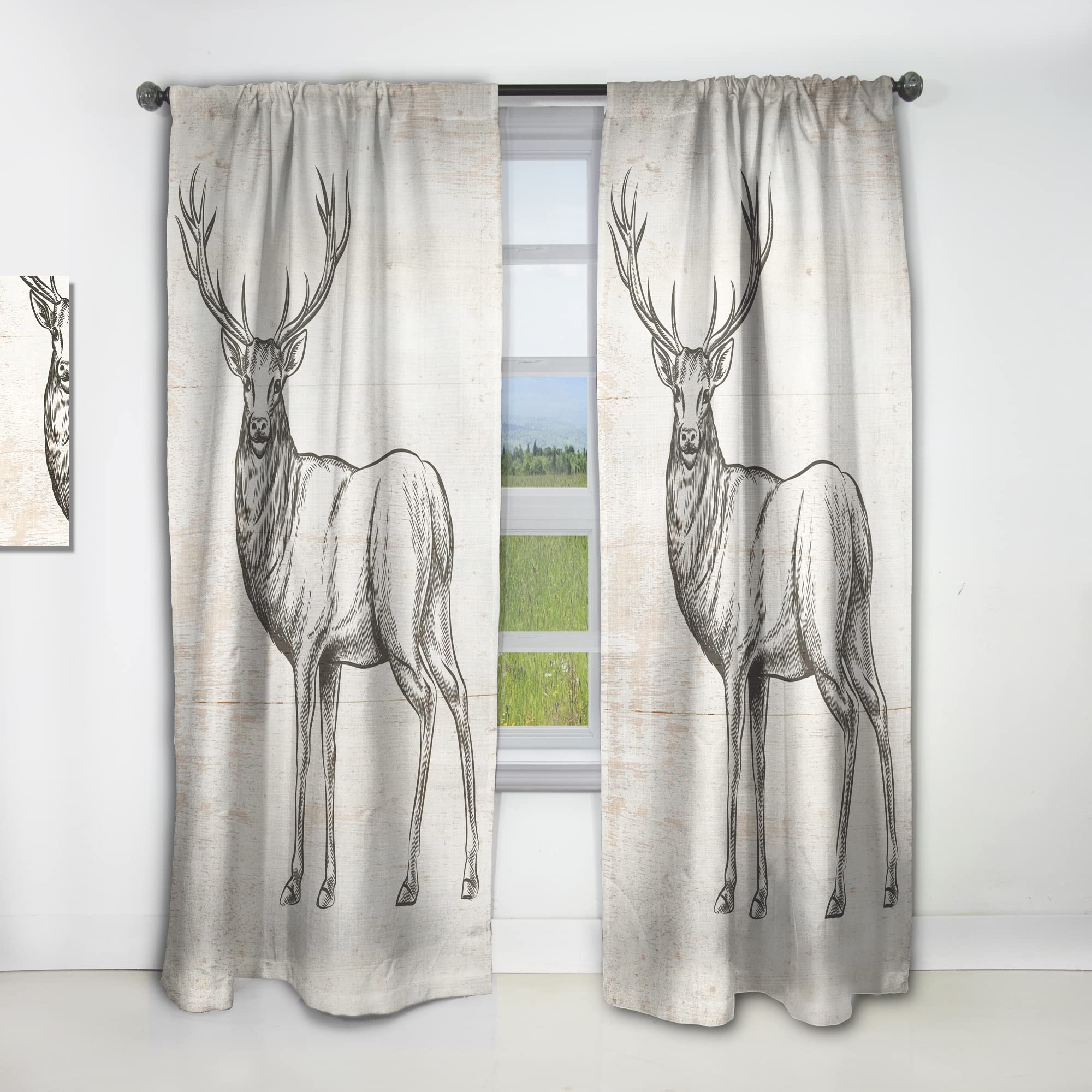 DesignQ Thermal Insulated Curtains - Deer Wild & Beautiful VIII - 52x120 Inch Single Panel for Bedroom & Living Room - Blackout Drapes for Privacy, Energy Saving & Home Decor