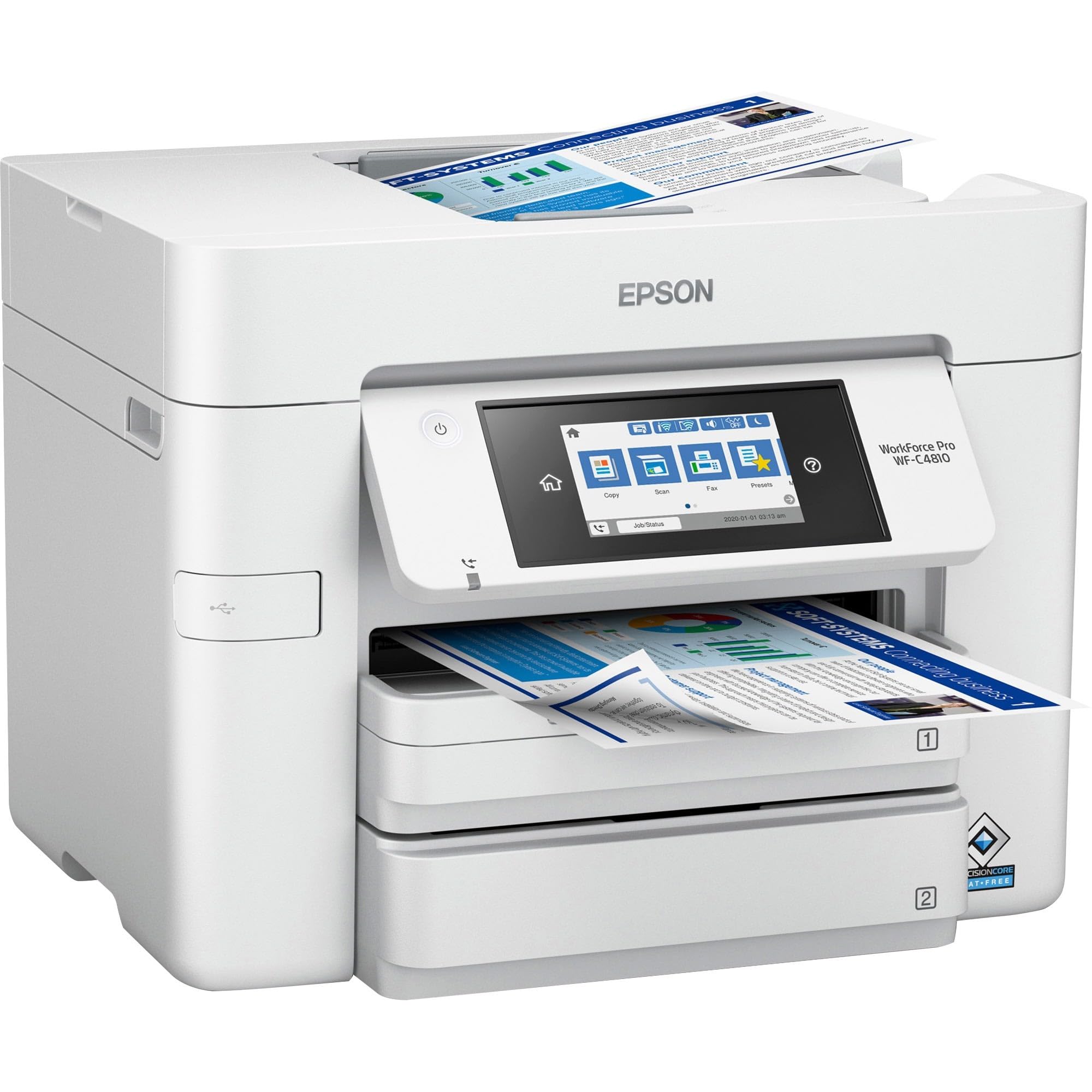 Epson Workforce Pro WF-C4810 Wireless Color Inkjet All-in-One Printer - Copy, Scan, Fax for Home Office & Small Business Productivity
