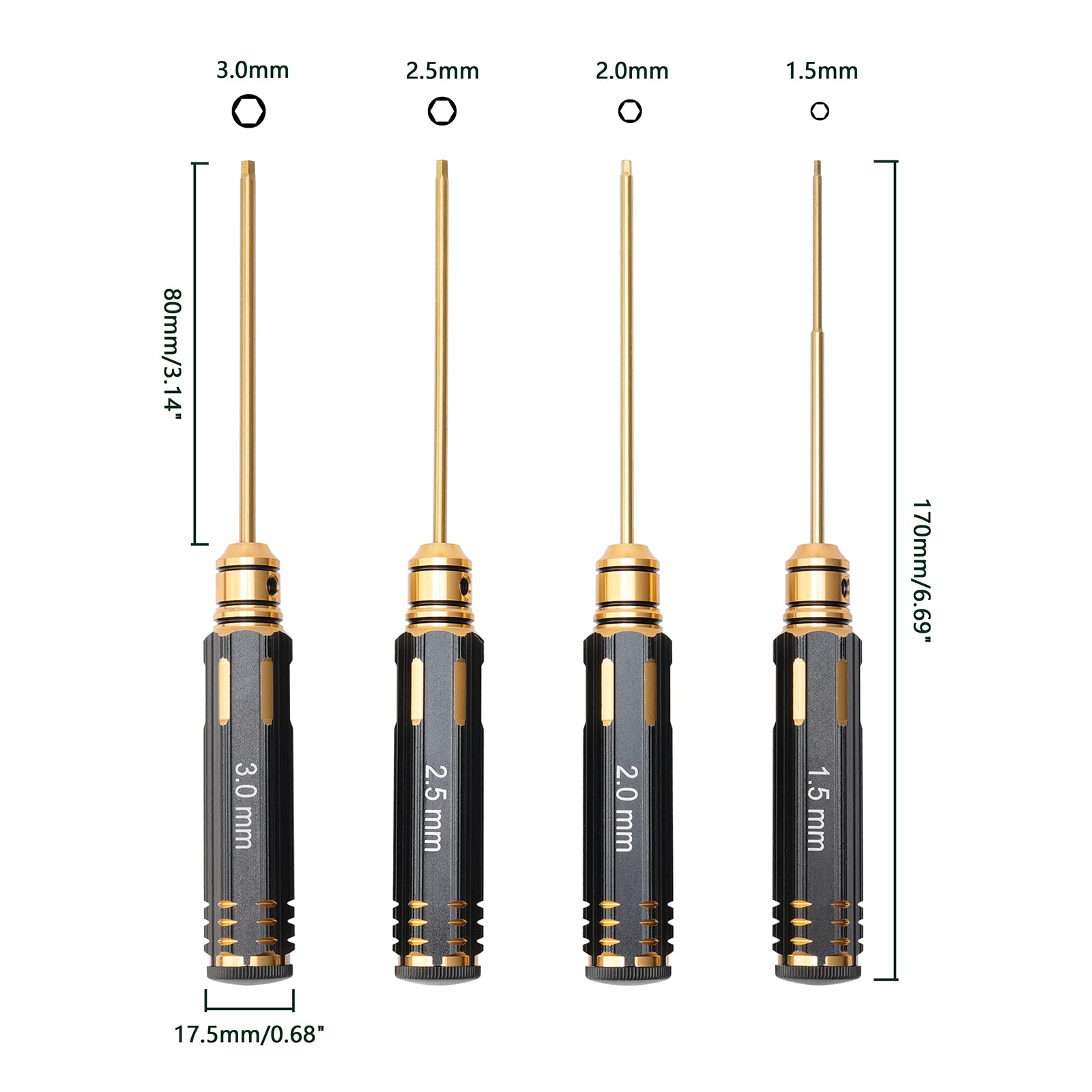 4Pcs RC Car Hex Screwdriver Kit - 1.5/2.0/2.5/3.0mm Hex Nut Driver Set for RC FPV Racing Drones, Quadcopters, Helicopters & Model Cars - Essential Repair Tool for RC Enthusiasts & Hobbyists - Perfect for Maintenance, Upgrades & Quick Fixes