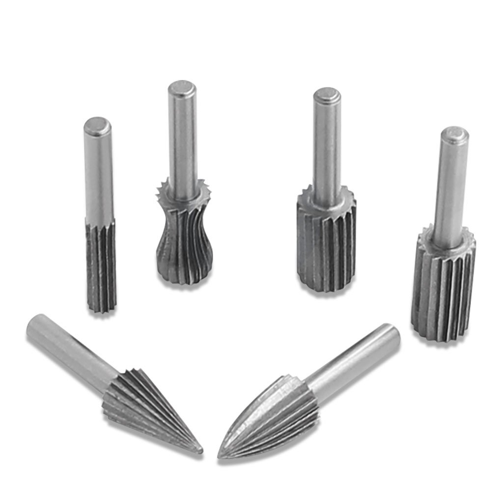 6-Piece Rotary Cutting Burr Set - 6mm Round Shank Grinder Bits for Woodworking, Metal Carving & DIY Projects - Perfect for Engraving, Shaping & Detail Work on Wood, Plastic & Soft Metals