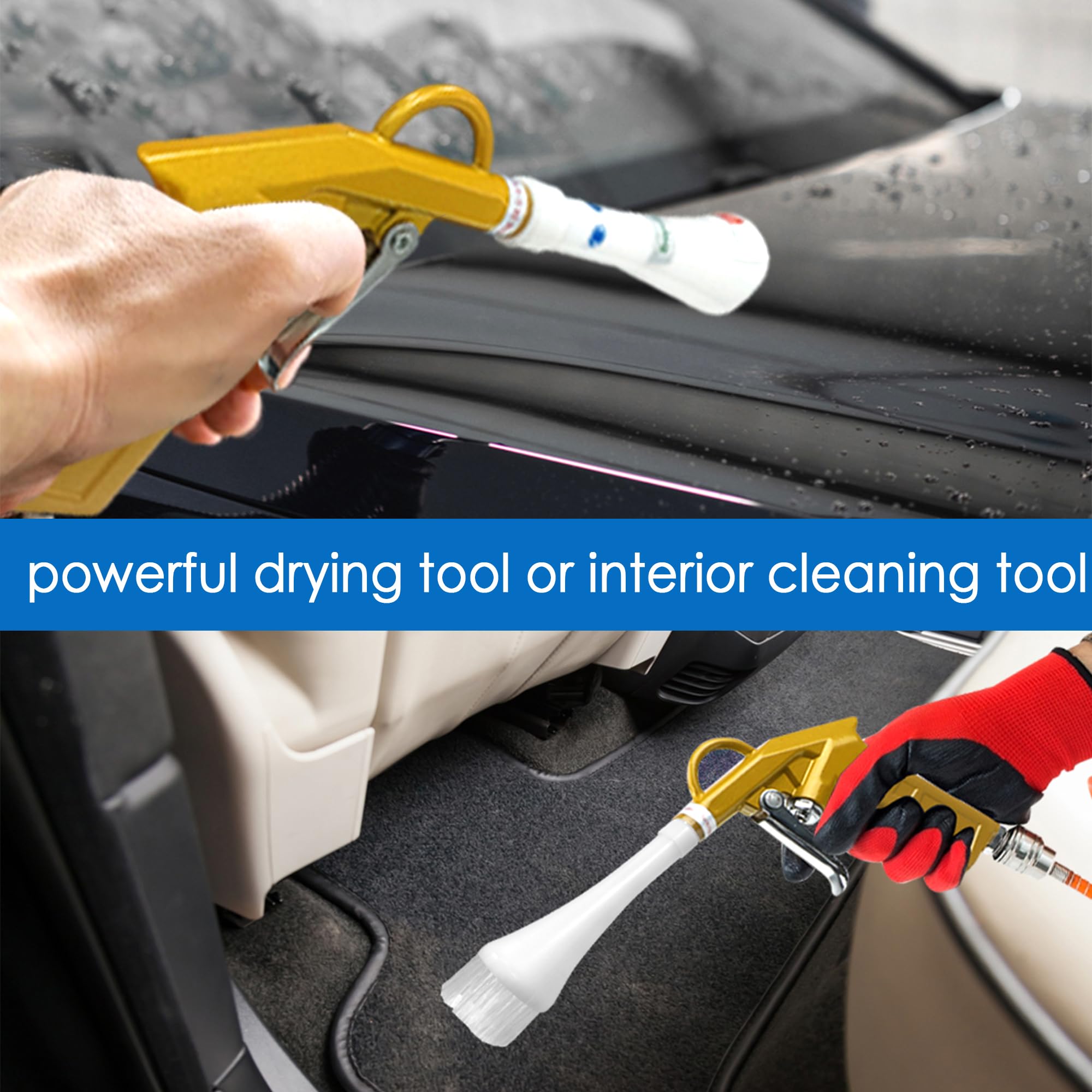 Air Blow Gun for Car Detailing - High-Pressure Air Compressor Blower with Nozzle & Dusting Brush - Perfect for Interior Cleaning, Drying, and Dust Removal - Ideal for Auto Detailing, Car Wash, and Workshop Maintenance