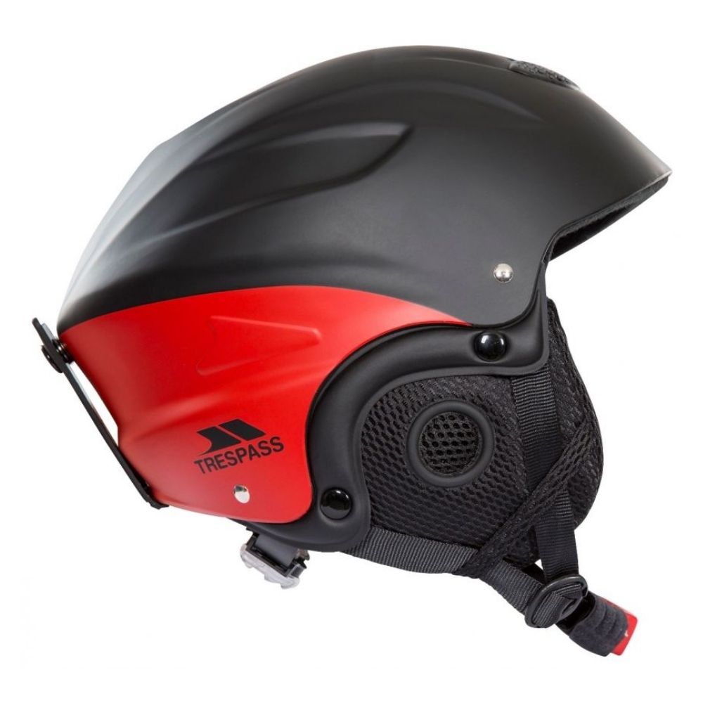 Trespass Skyhigh Adults Ski Helmet - Black/Red - Lightweight & Comfortable for Winter Sports & Snowboarding