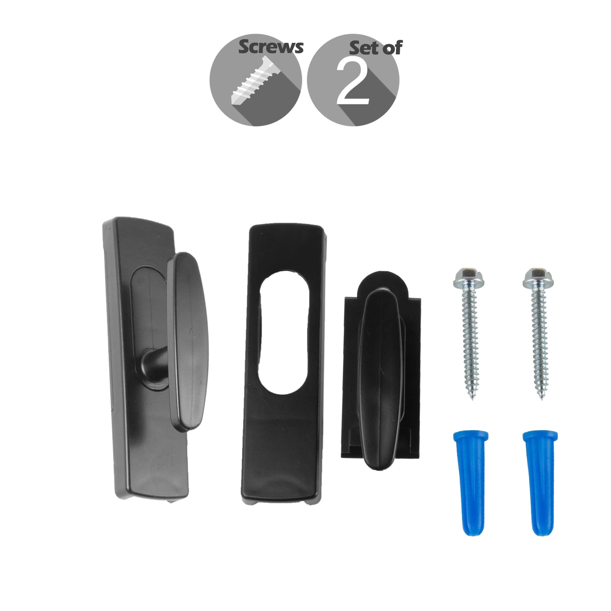 Sturdy Black Wall Hooks with Screws (2-Pack) - Heavy Duty Hanging Hooks for Coats, Hats, Keys & Home Organization