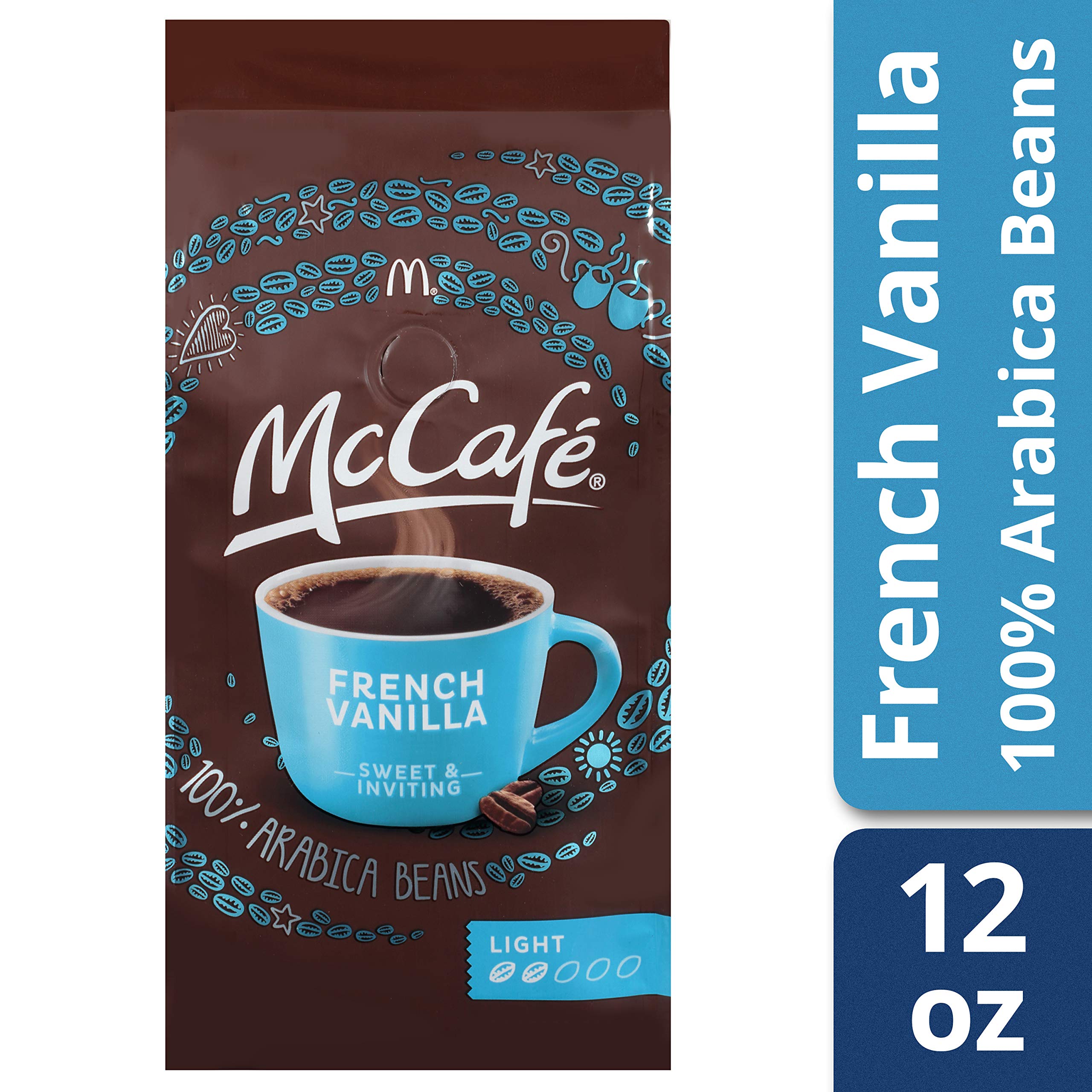 McCafé French Vanilla Light Roast Ground Coffee - 12 oz Bags (Pack of 6) | Smooth & Creamy Flavor | Perfect for Morning Brew, Office Coffee Breaks & Gift Giving