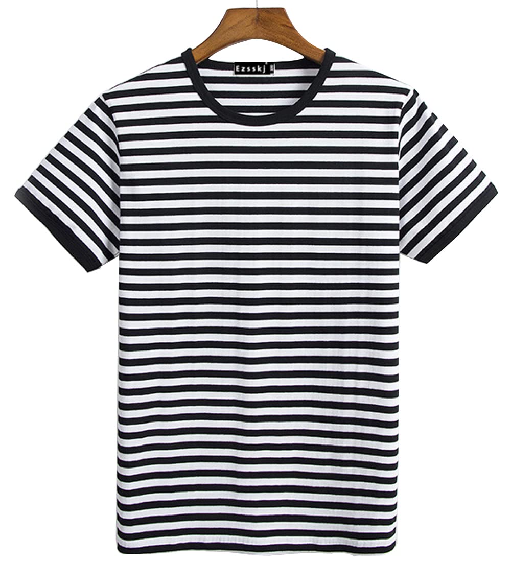 Ezsskj Boys' Pugsley Addams Halloween Costume Shirt - Black & White Striped Mime T-Shirt for Bank Robber Cosplay | Kids' Funny Cartoon Character Tee for Halloween Parties, Dress-Up & Themed Events