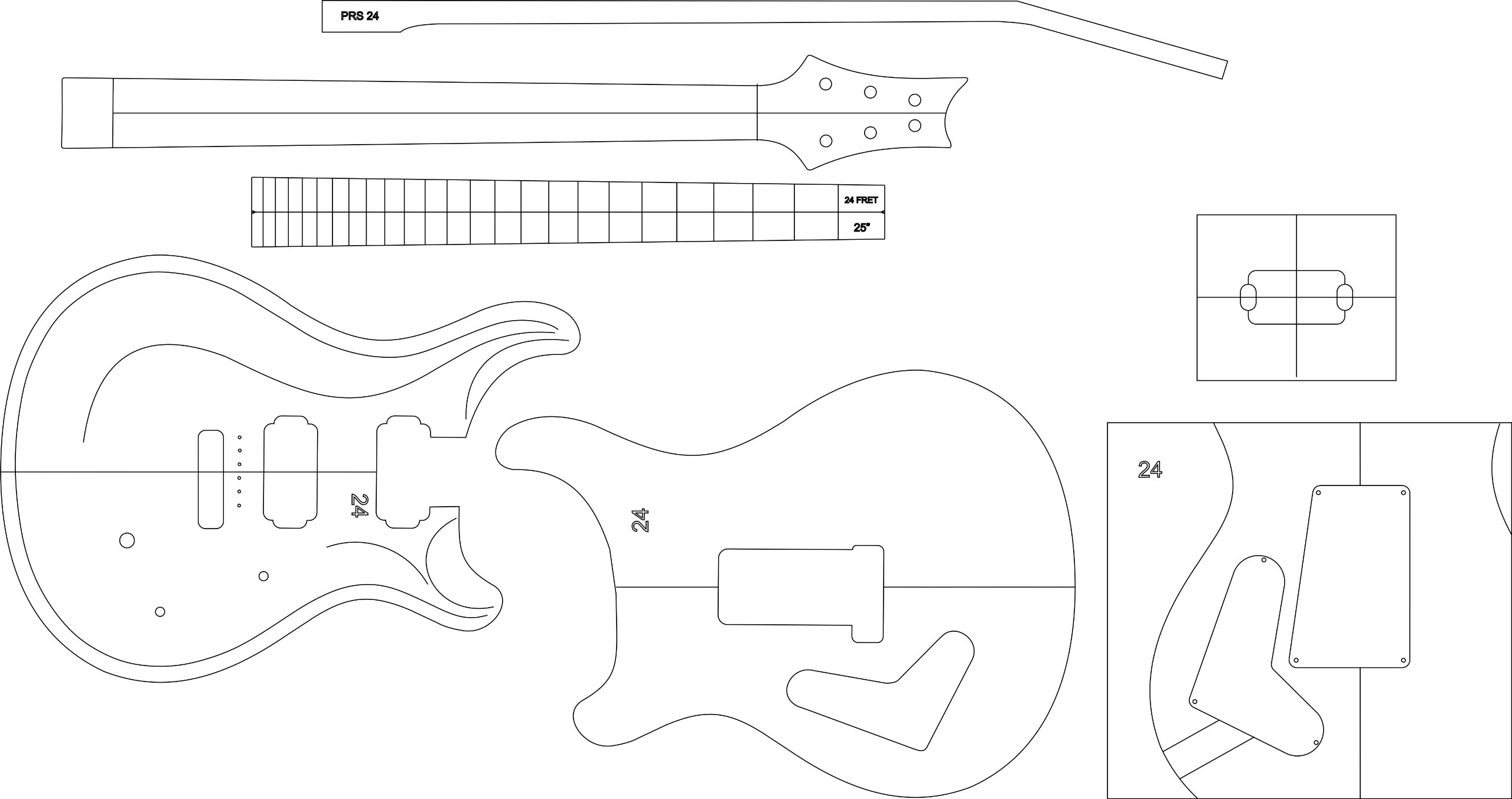 PRS24 Electric Guitar Routing Template - Precision CNC Woodworking Tool for DIY Guitar Builders | Perfect for Custom Guitar Body & Neck Cavities