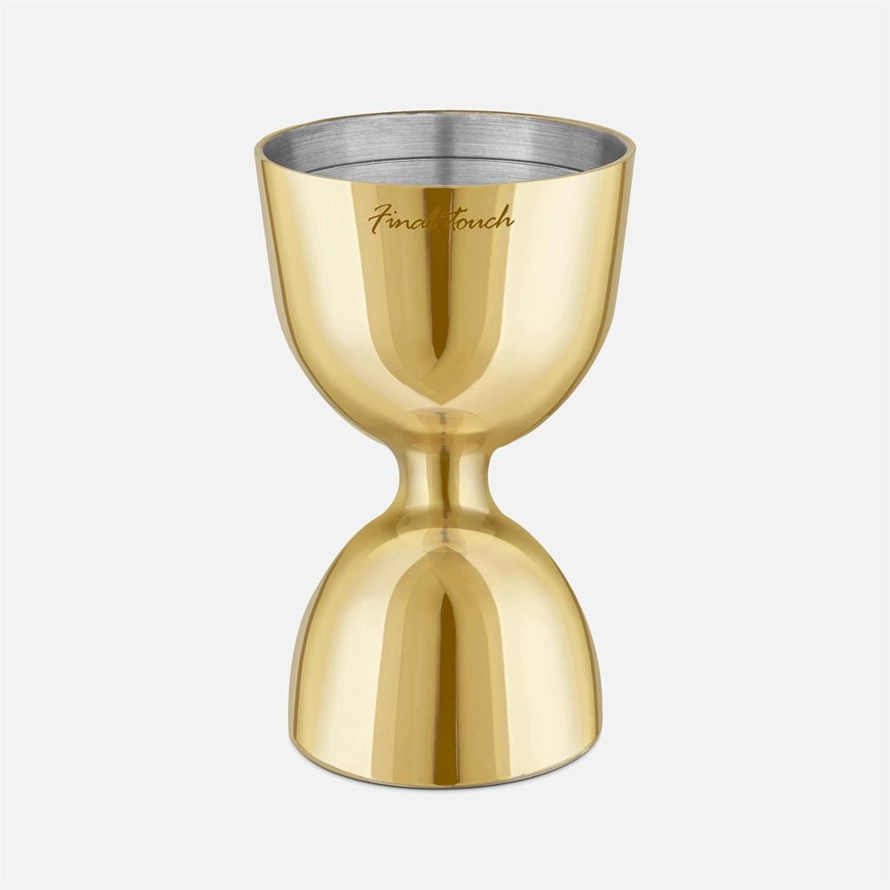 Premium Brass Plated Jigger - 1oz & 2oz Dual-Sided Cocktail Measuring Cup for Bartenders & Home Mixologists | Perfect for Crafting Martinis, Margaritas & Classic Cocktails