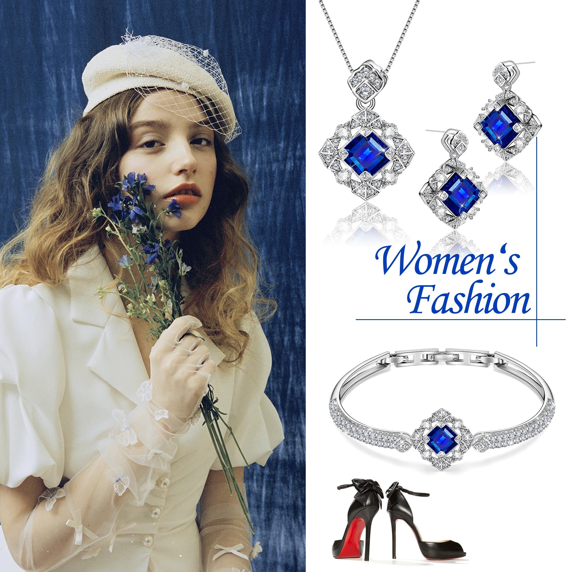 Blissful Angel Women's Jewelry Set - Crystal Bracelet, Necklace & Earrings for Wife, Girlfriend, Mother | Elegant Gift for Special Occasions, Anniversaries, Birthdays & Valentine's Day