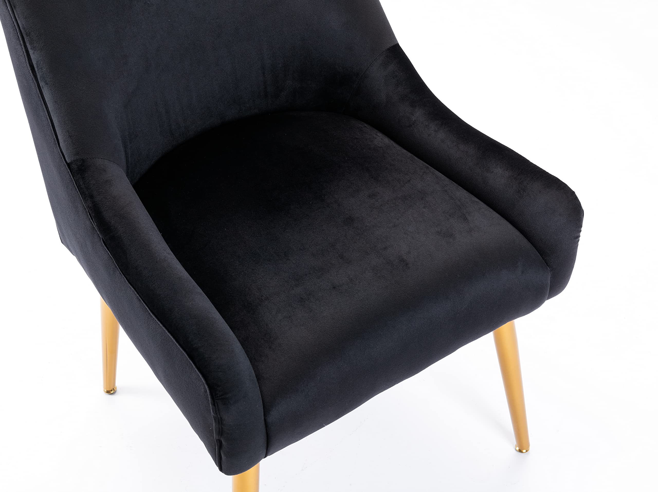 Luxury Velvet Accent Chair with Metal Legs - Modern Upholstered Armchair for Living Room, Bedroom, Office & Study - Comfortable Club Chair for Relaxation & Meetings (Black Velvet) - Perfect for Home Decor, Lounge Areas & Workspaces